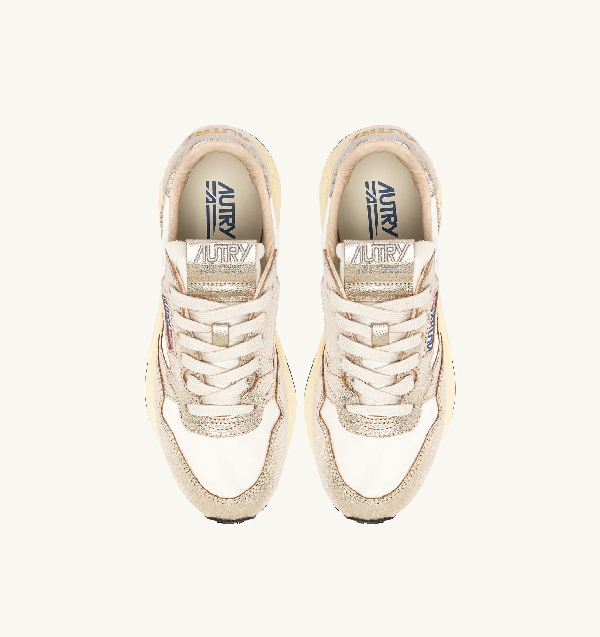SNEAKERS REELWIND IN NYLON E PELLE METALLIZZATA GOLD