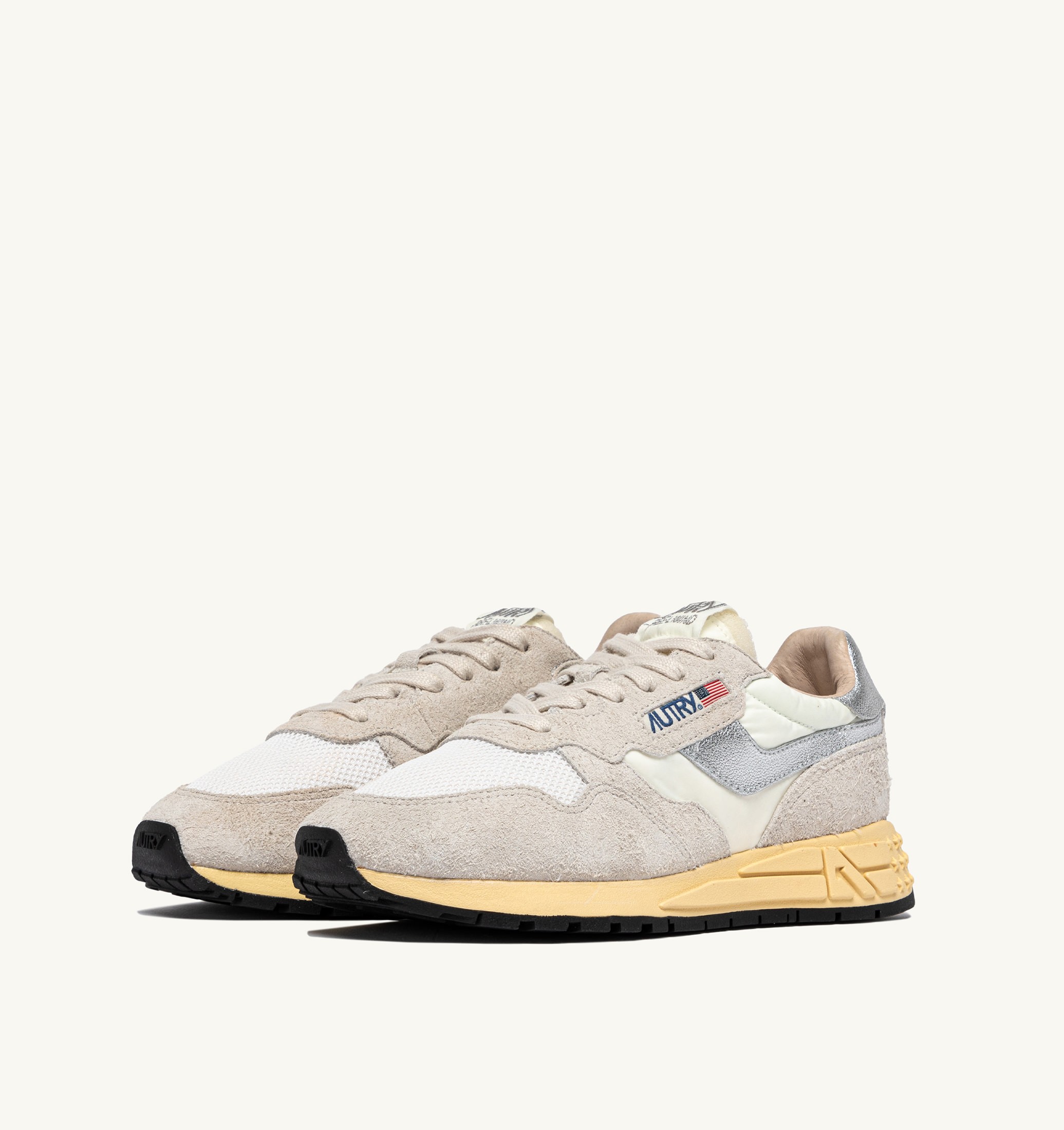 SNEAKERS REELWIND LOW IN NYLON E SUEDE BIANCO E ARGENTO