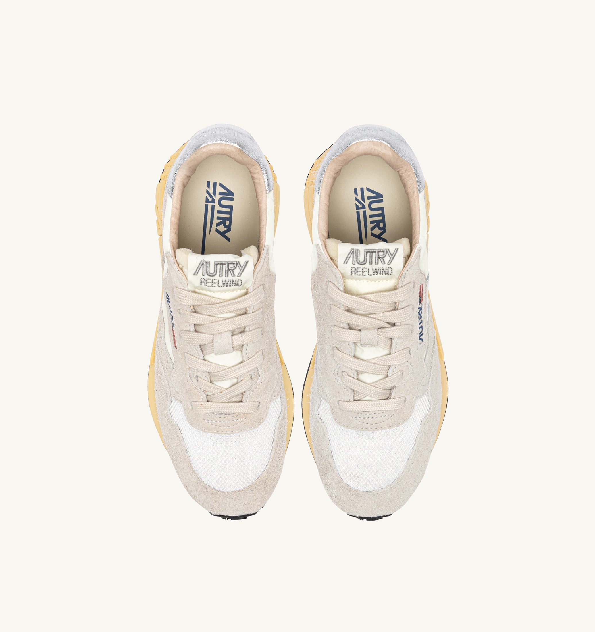 SNEAKERS REELWIND LOW IN NYLON E SUEDE BIANCO E ARGENTO