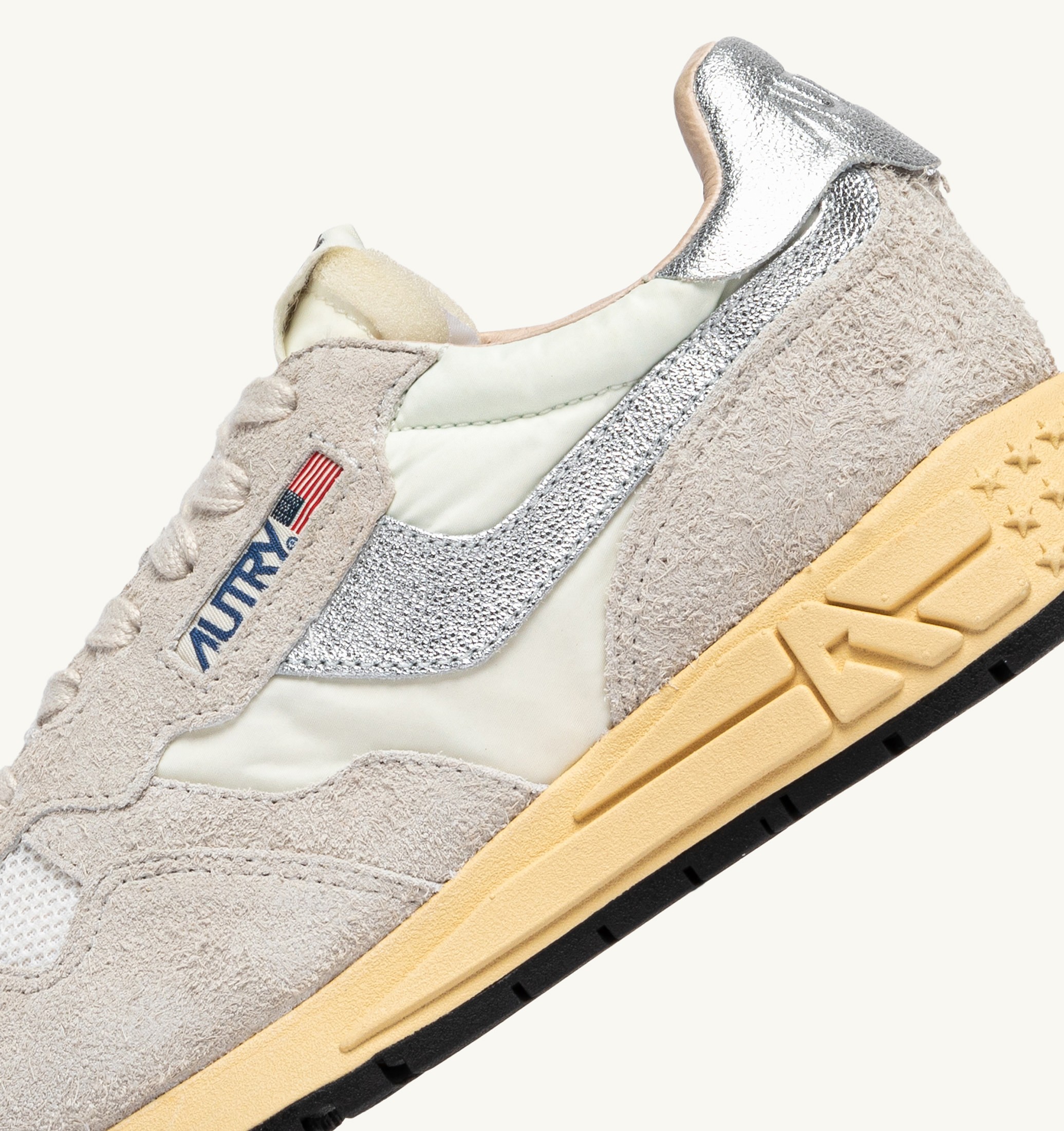 SNEAKERS REELWIND LOW IN NYLON E SUEDE BIANCO E ARGENTO