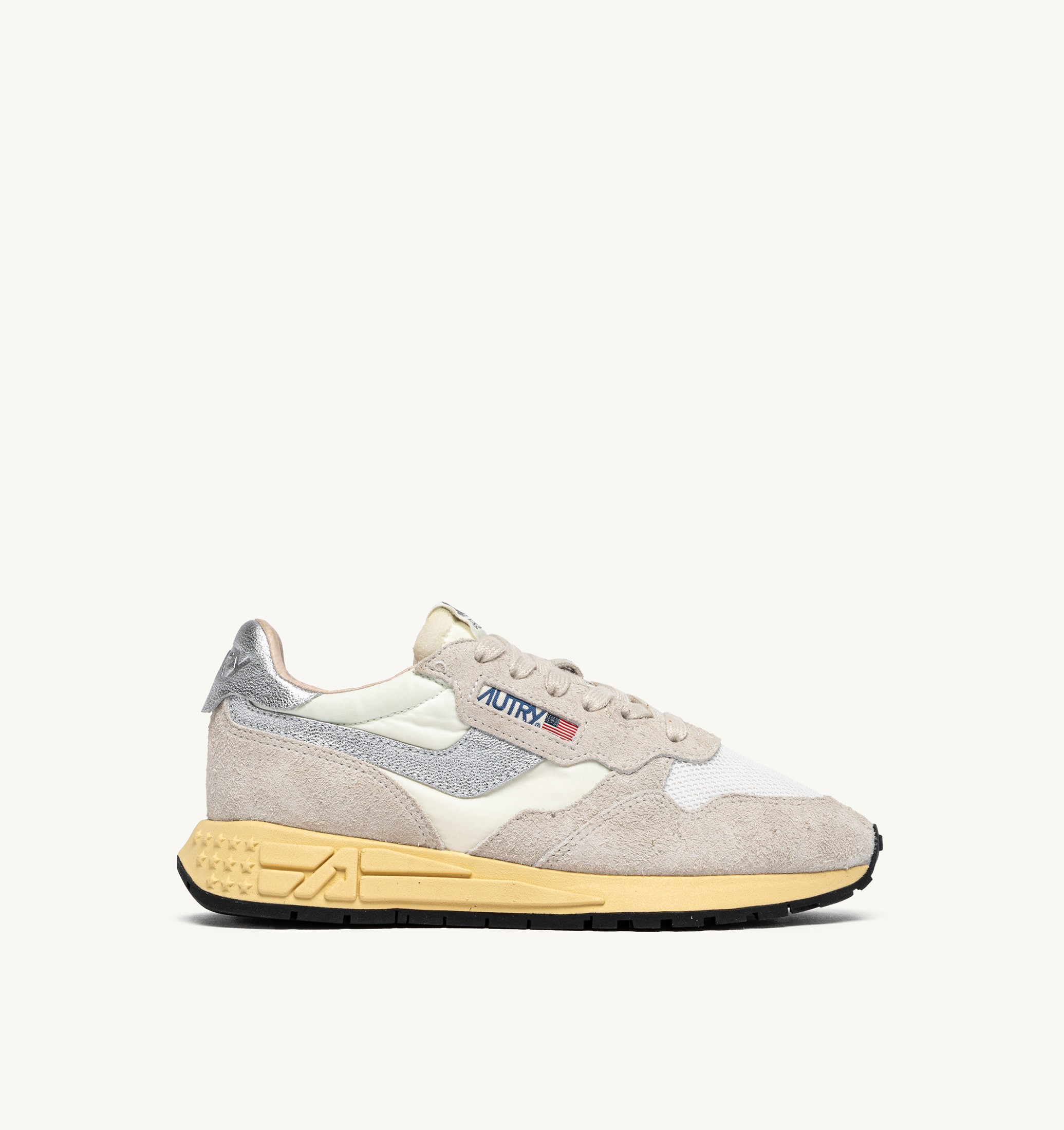 SNEAKERS REELWIND LOW IN NYLON E SUEDE BIANCO E ARGENTO