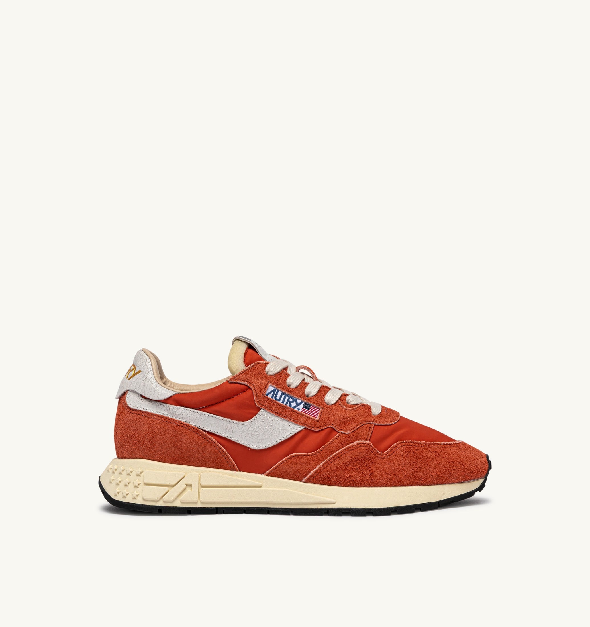 SNEAKERS REELWIND LOW IN NYLON E SUEDE BIANCO E ORANGE RUST