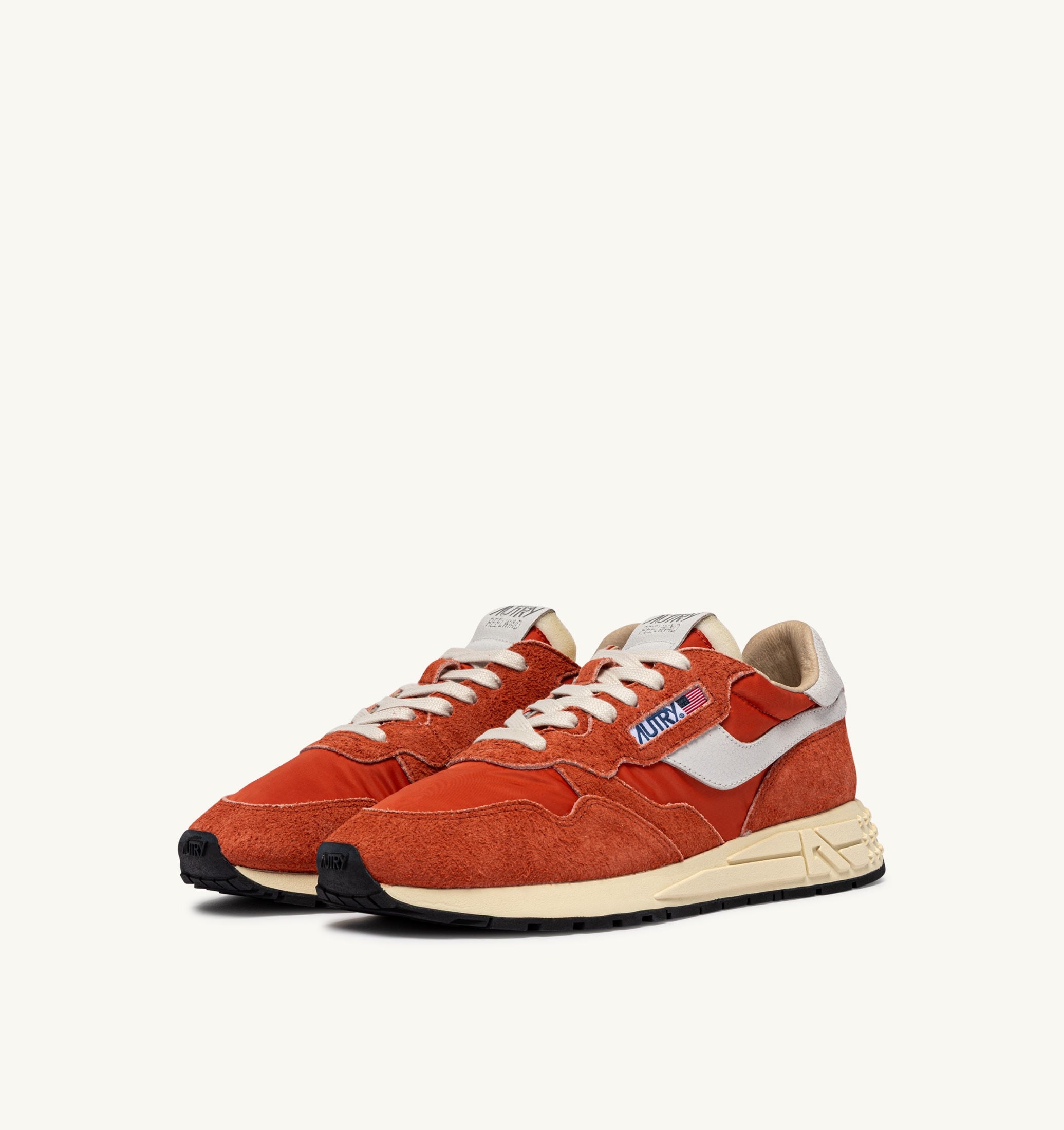 SNEAKERS REELWIND LOW IN NYLON E SUEDE BIANCO E ORANGE RUST