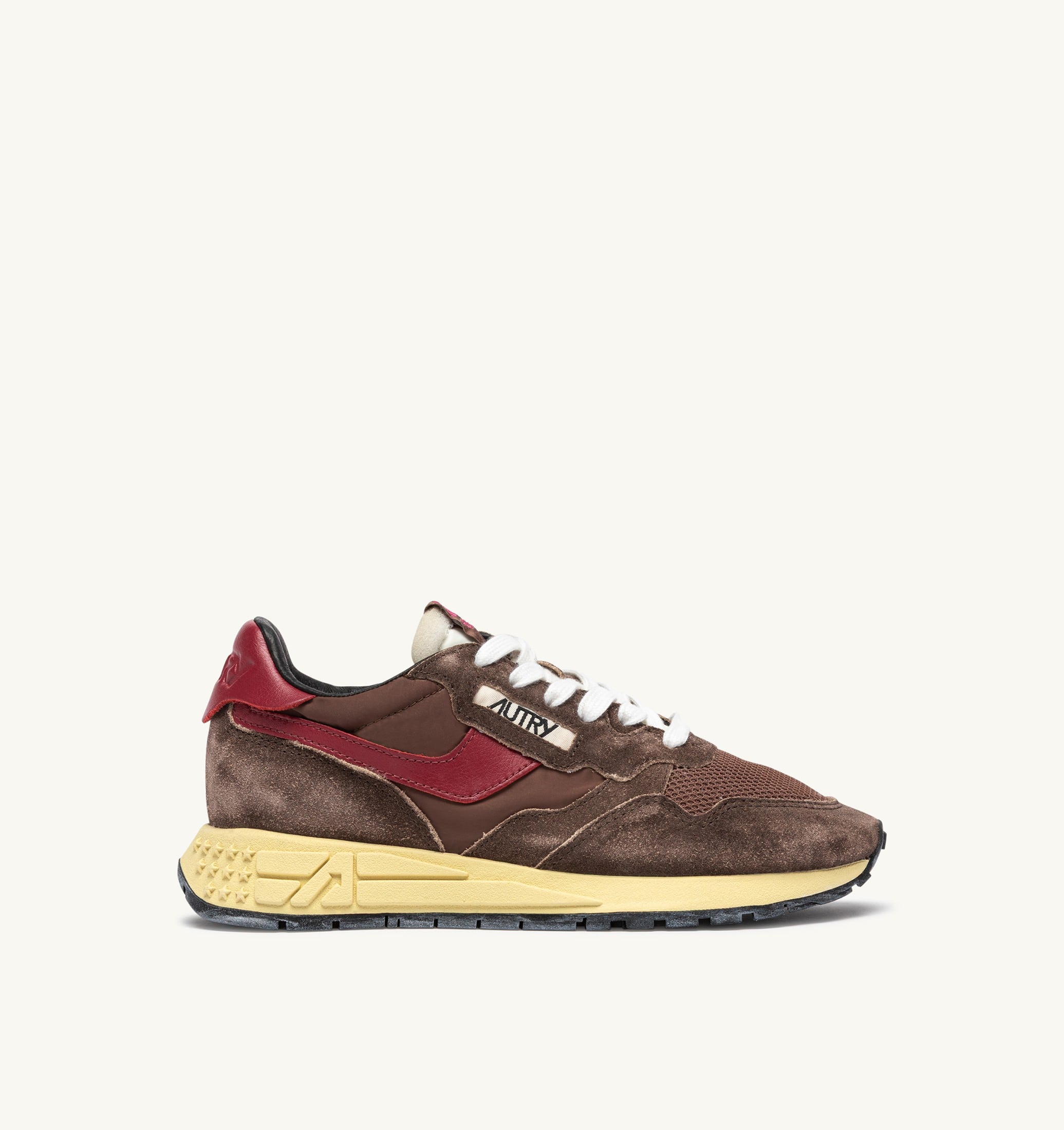 SNEAKERS REELWIND LOW IN NYLON E SUEDE COFFEE SUGAR E DEEP CLARET