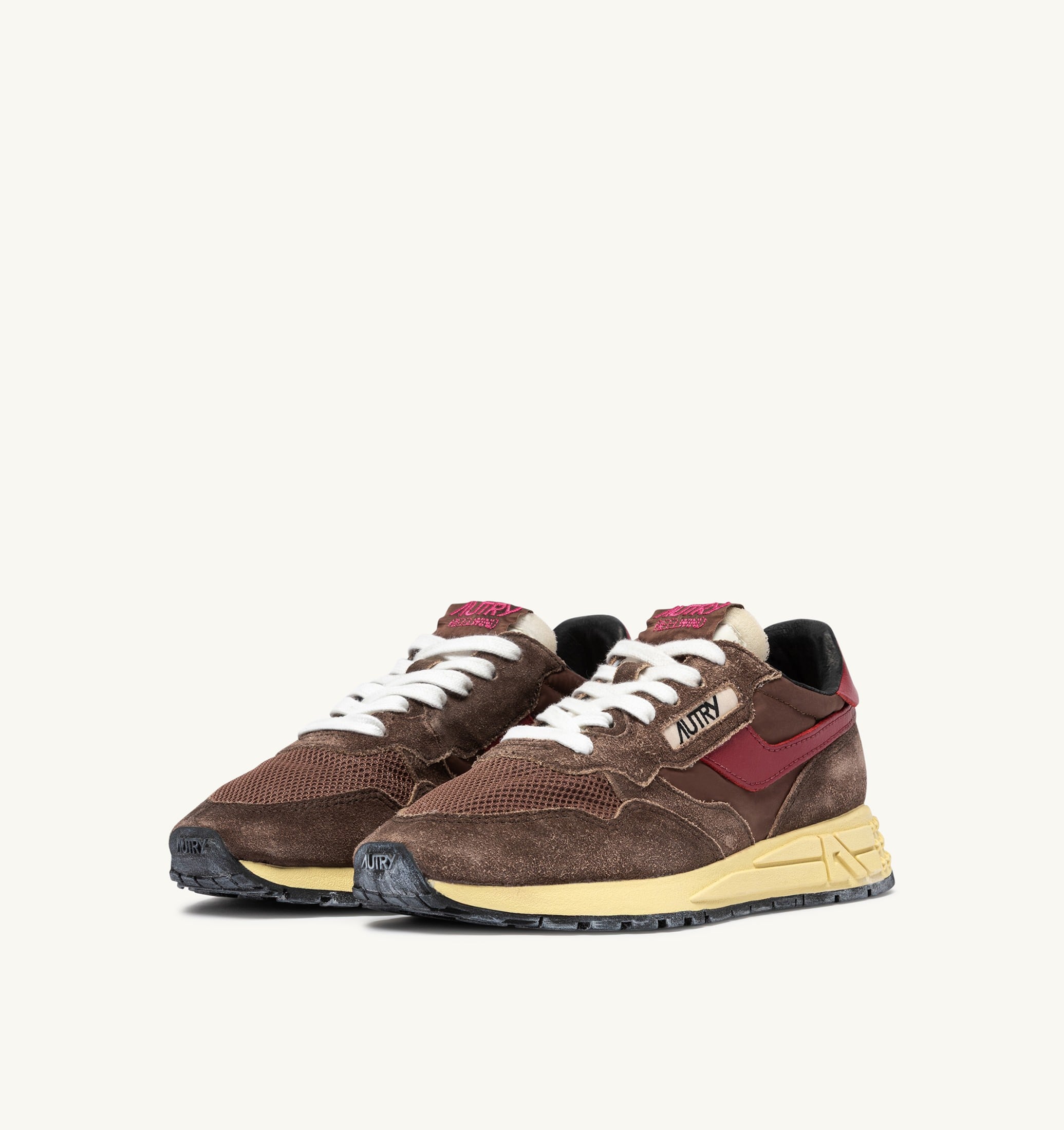 SNEAKERS REELWIND LOW IN NYLON E SUEDE COFFEE SUGAR E DEEP CLARET