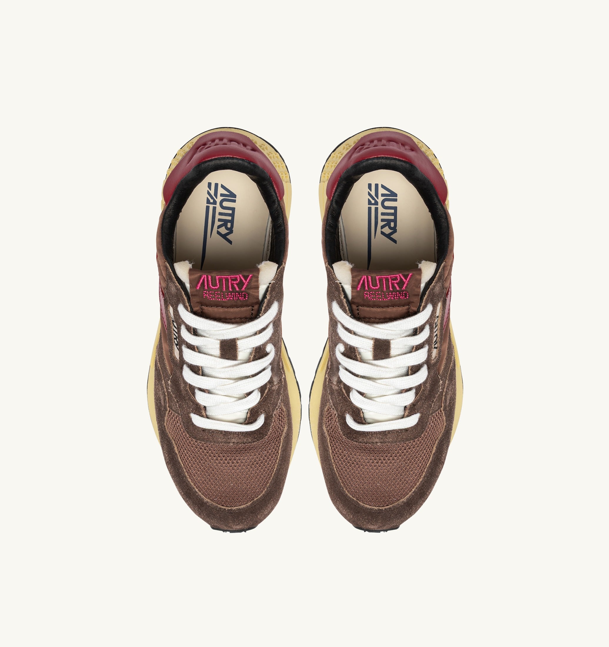 SNEAKERS REELWIND LOW IN NYLON E SUEDE COFFEE SUGAR E DEEP CLARET