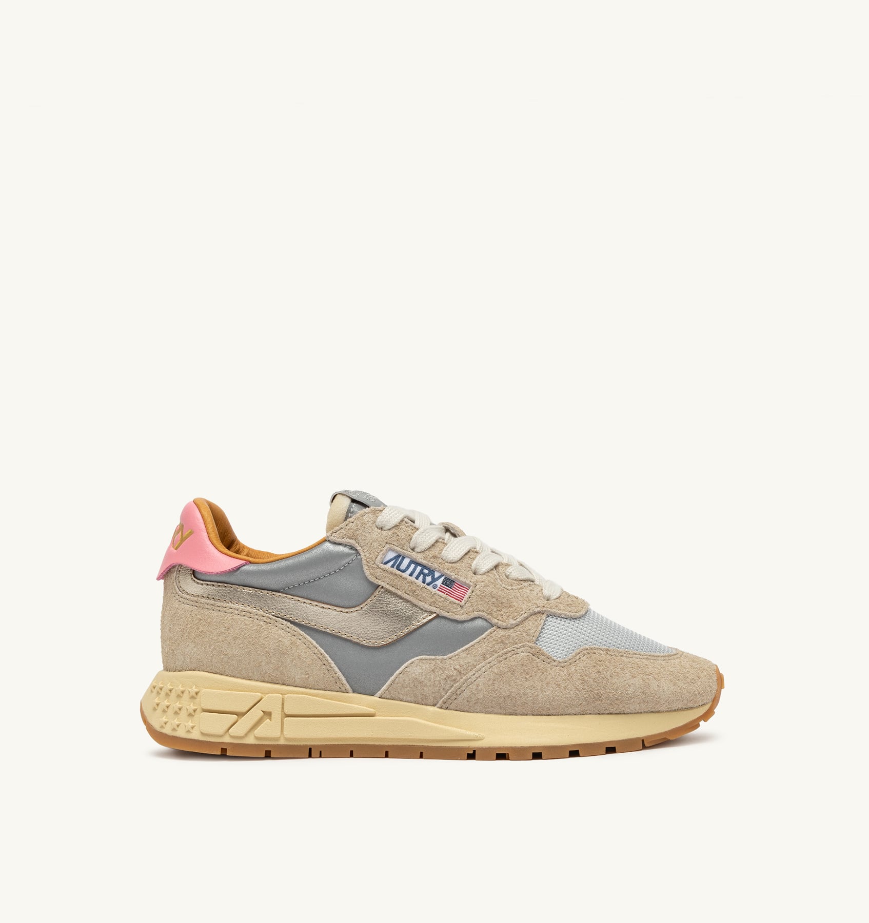 SNEAKERS REELWIND LOW IN NYLON E SUEDE COLORE SILVER PLATINUM REFLECTIVE
