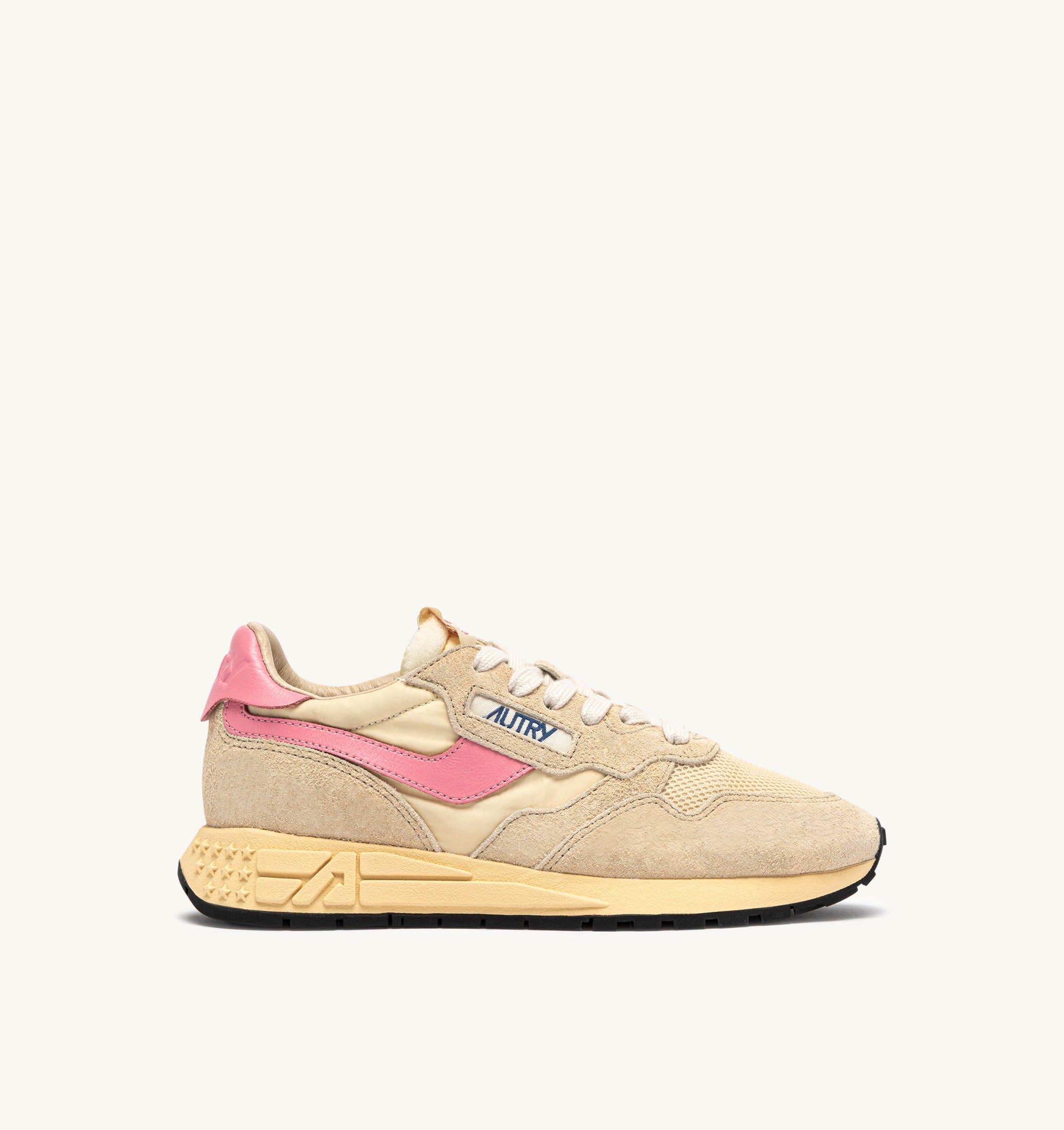 SNEAKERS REELWIND LOW IN NYLON E SUEDE ECRU E GERANIUM PINK