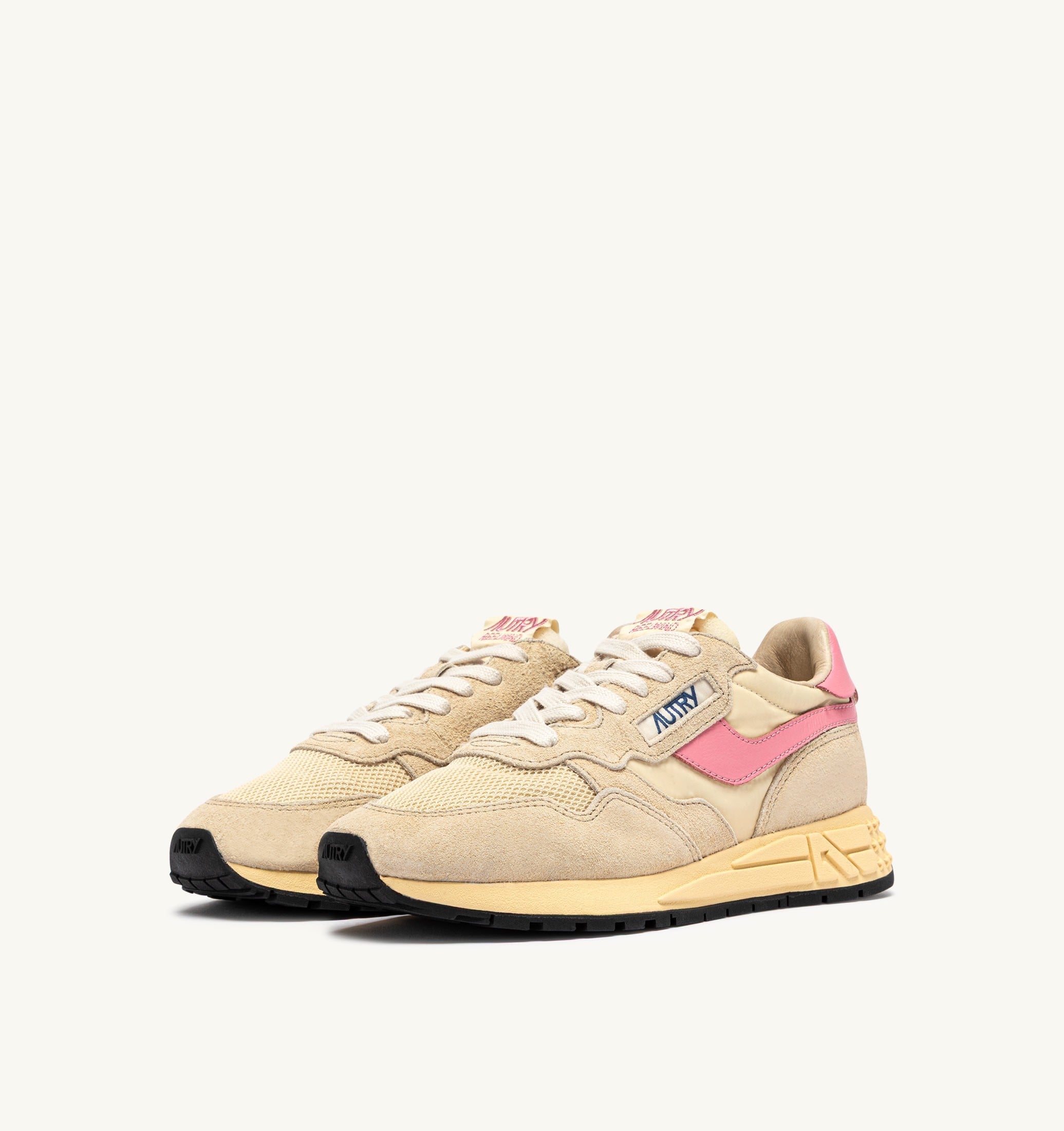 SNEAKERS REELWIND LOW IN NYLON E SUEDE ECRU E GERANIUM PINK