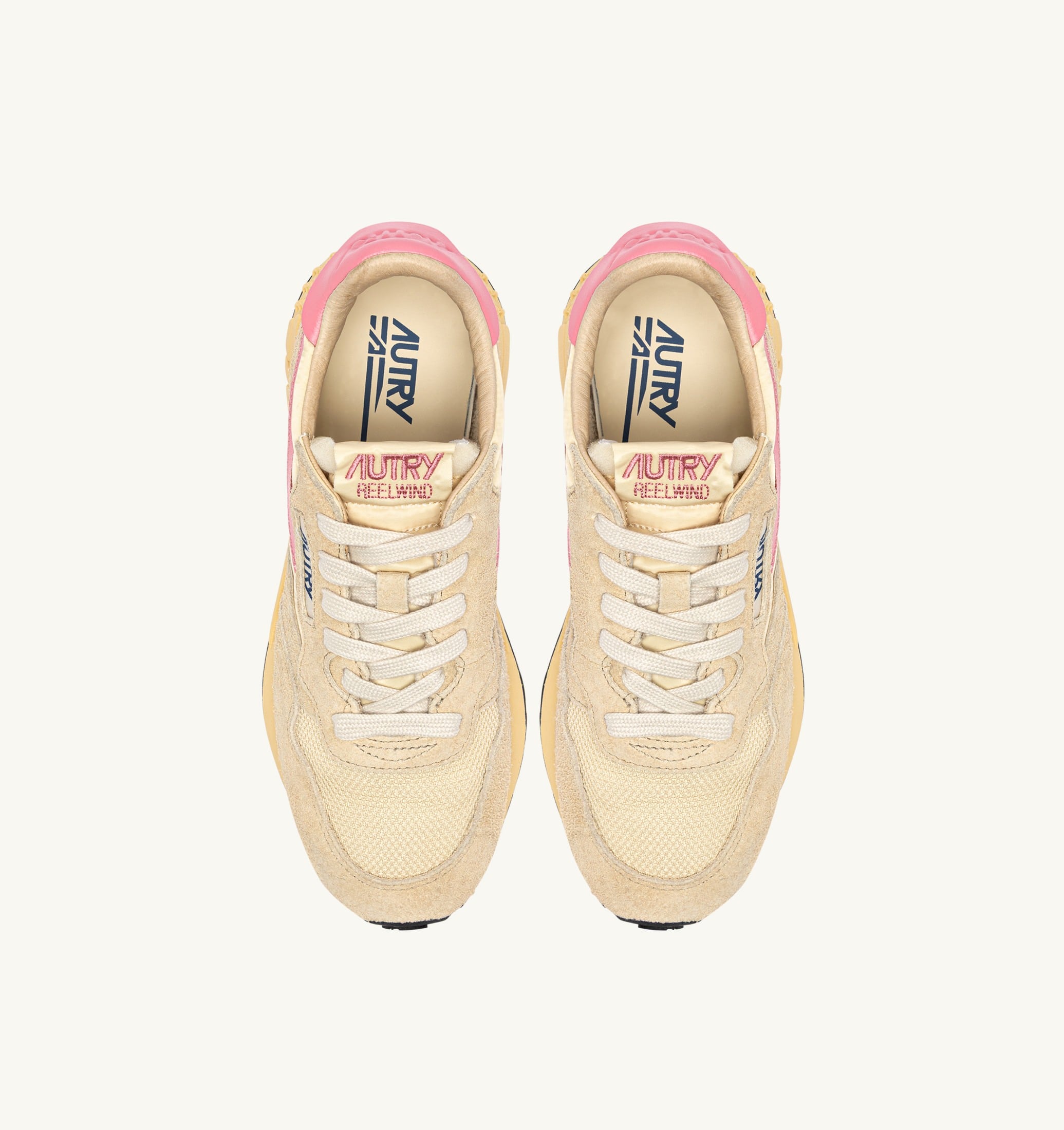 SNEAKERS REELWIND LOW IN NYLON E SUEDE ECRU E GERANIUM PINK