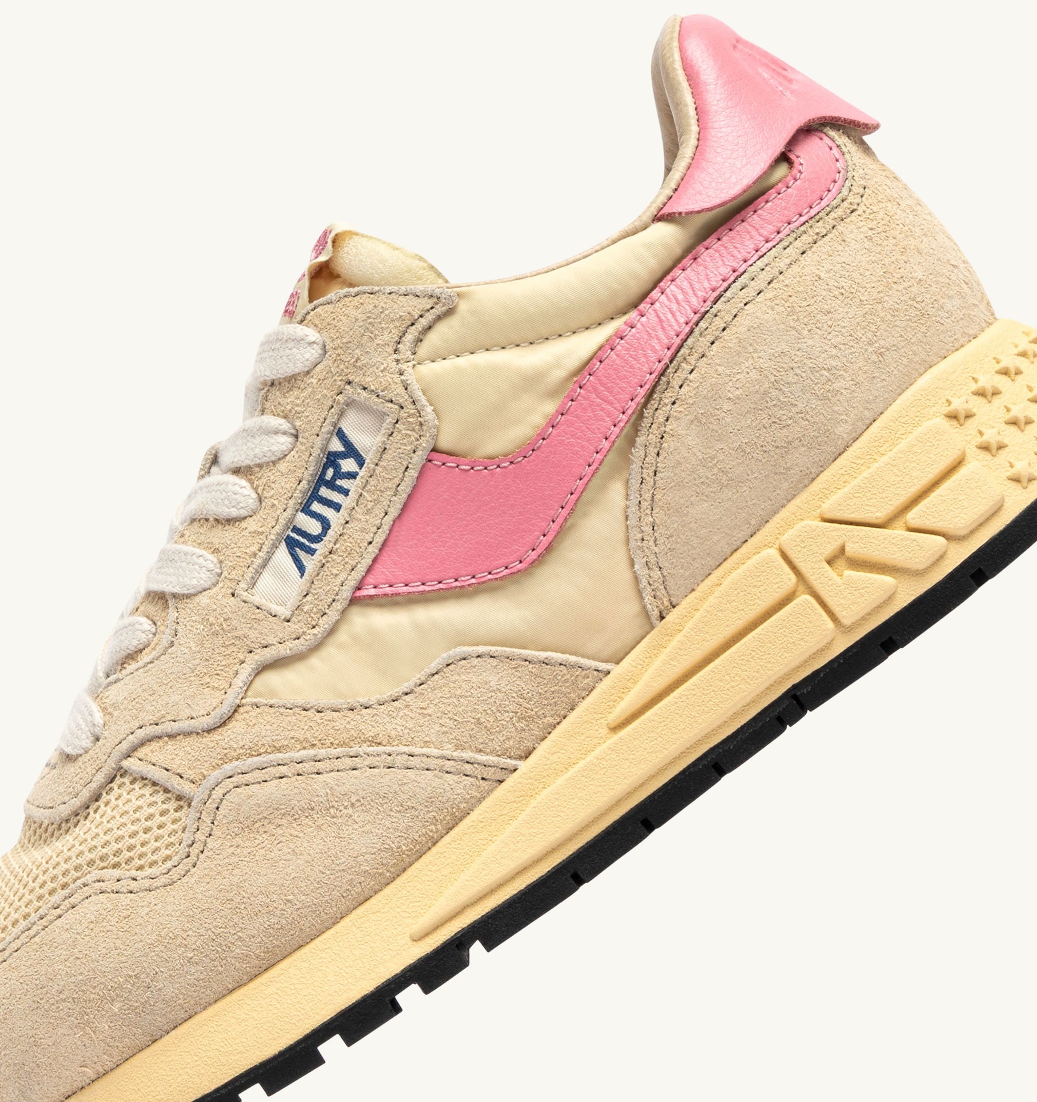 SNEAKERS REELWIND LOW IN NYLON E SUEDE ECRU E GERANIUM PINK