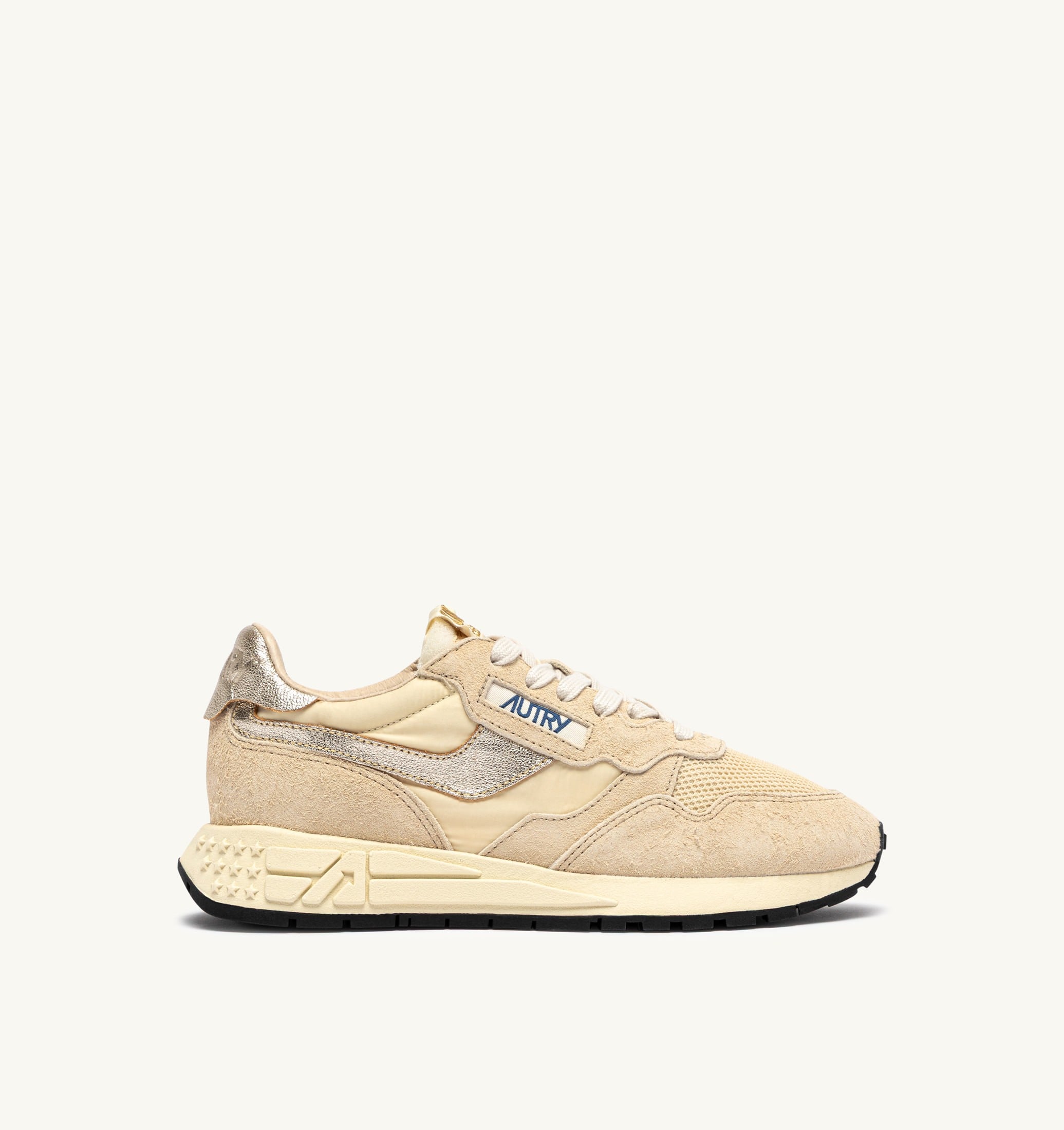 SNEAKERS REELWIND LOW IN NYLON E SUEDE ECRU E PLATINO