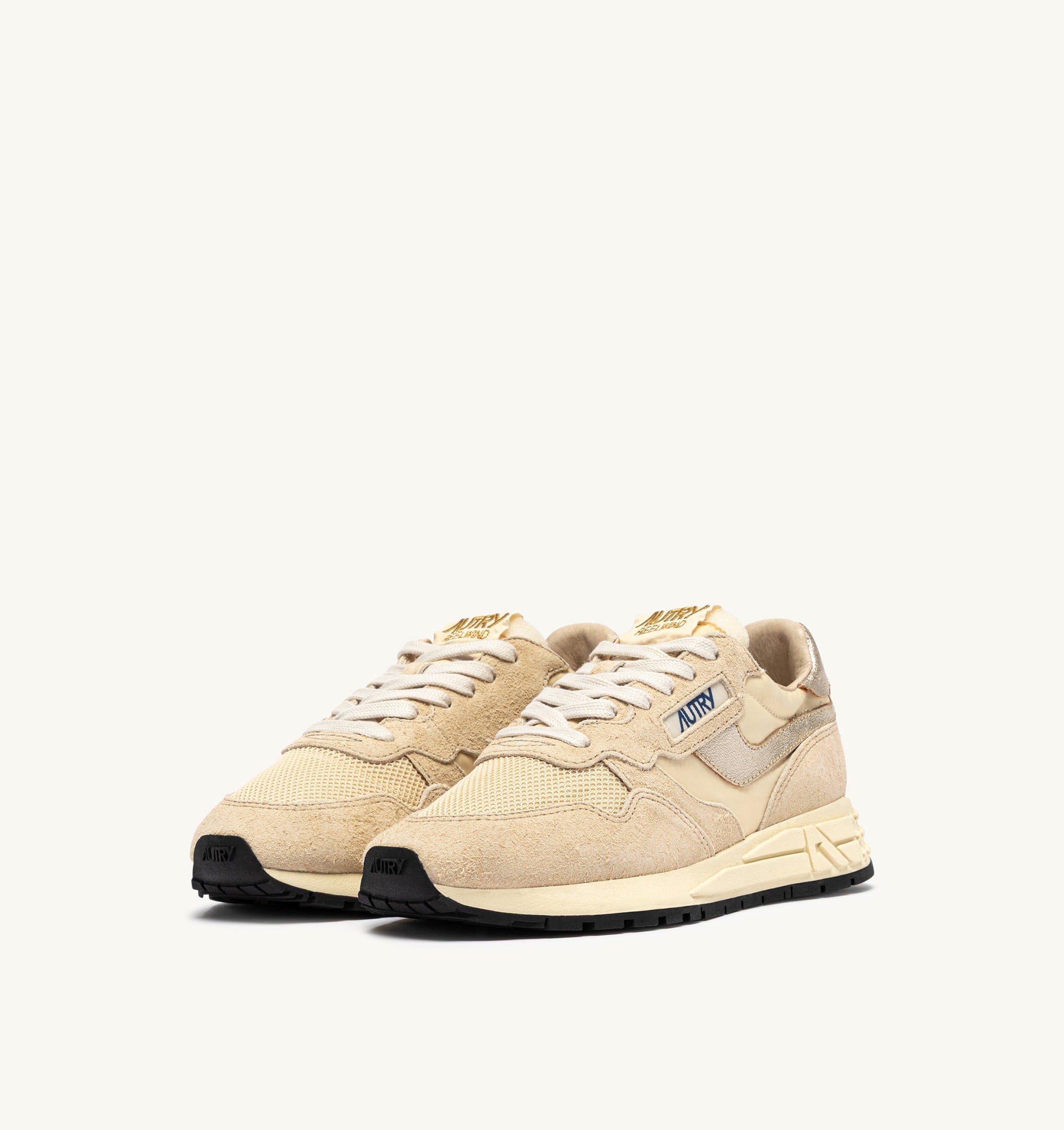 SNEAKERS REELWIND LOW IN NYLON E SUEDE ECRU E PLATINO