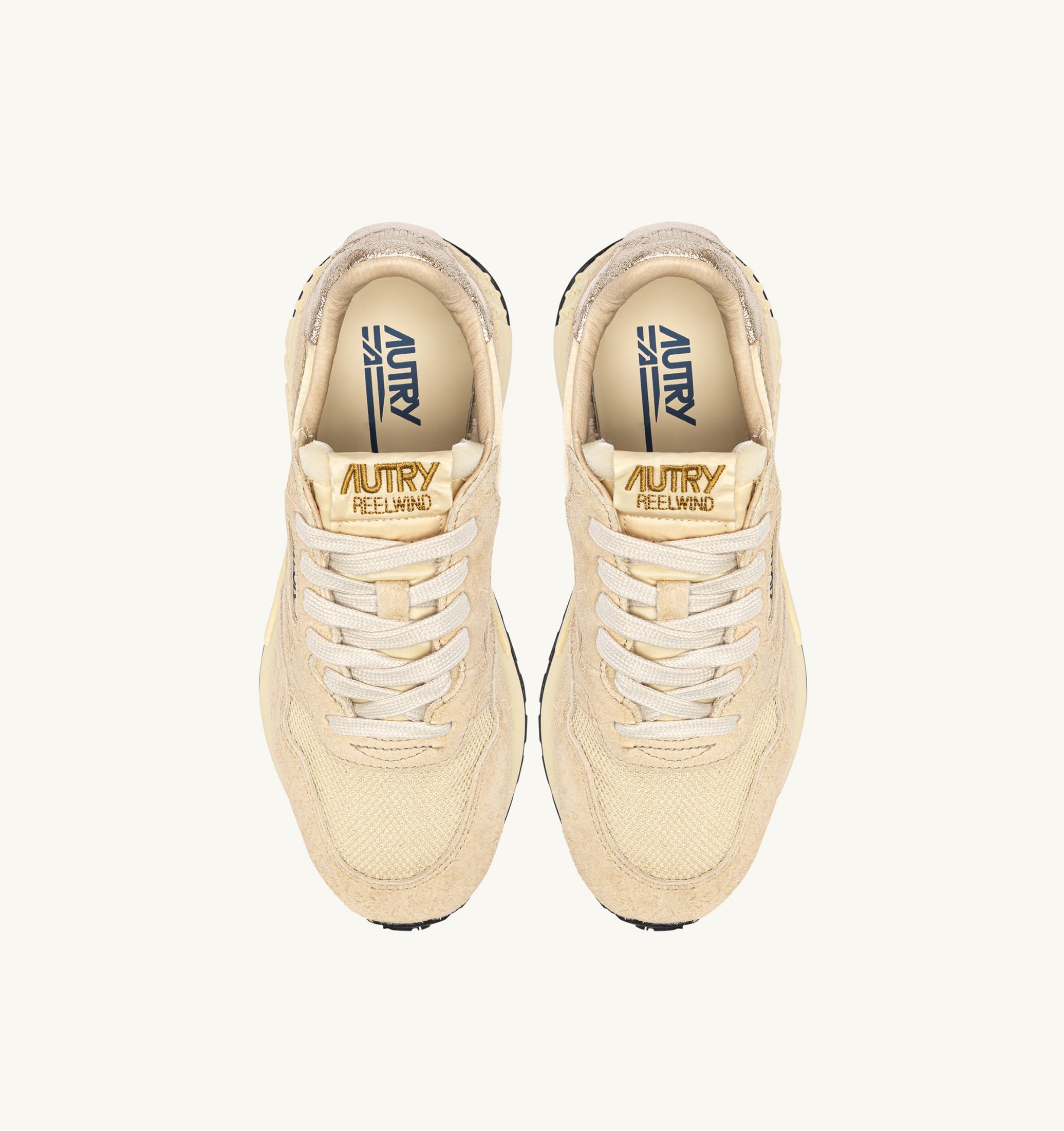 SNEAKERS REELWIND LOW IN NYLON E SUEDE ECRU E PLATINO