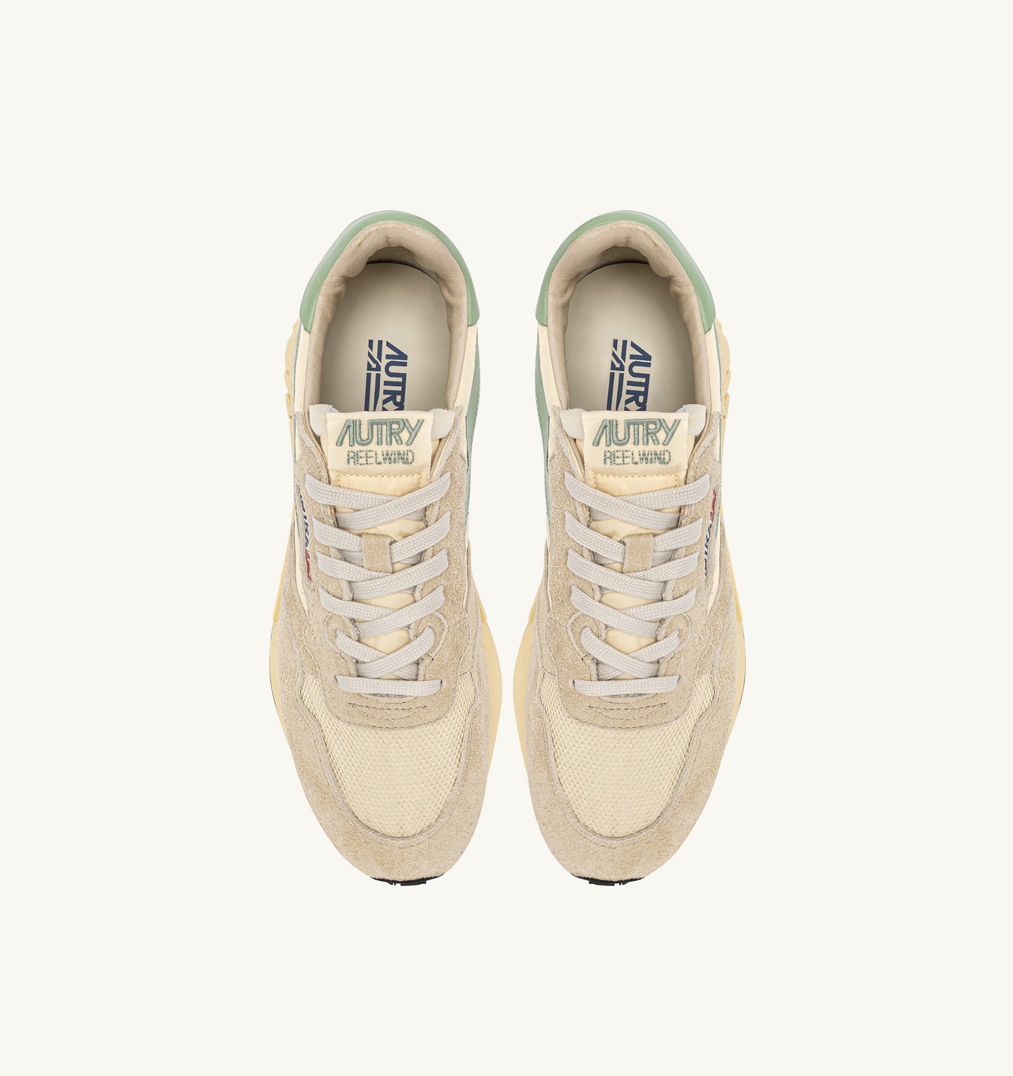 SNEAKERS REELWIND LOW IN NYLON E SUEDE ECRU E RESEDA