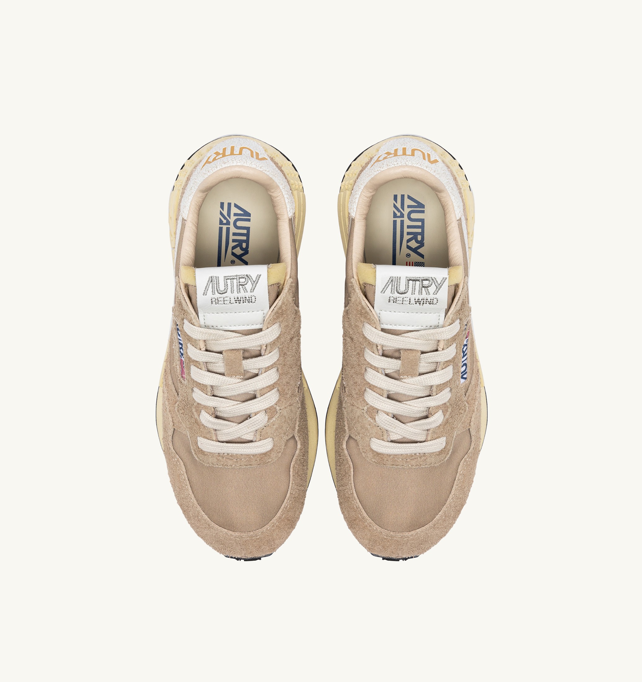 SNEAKERS REELWIND LOW IN NYLON E SUEDE PEPPER E BIANCA