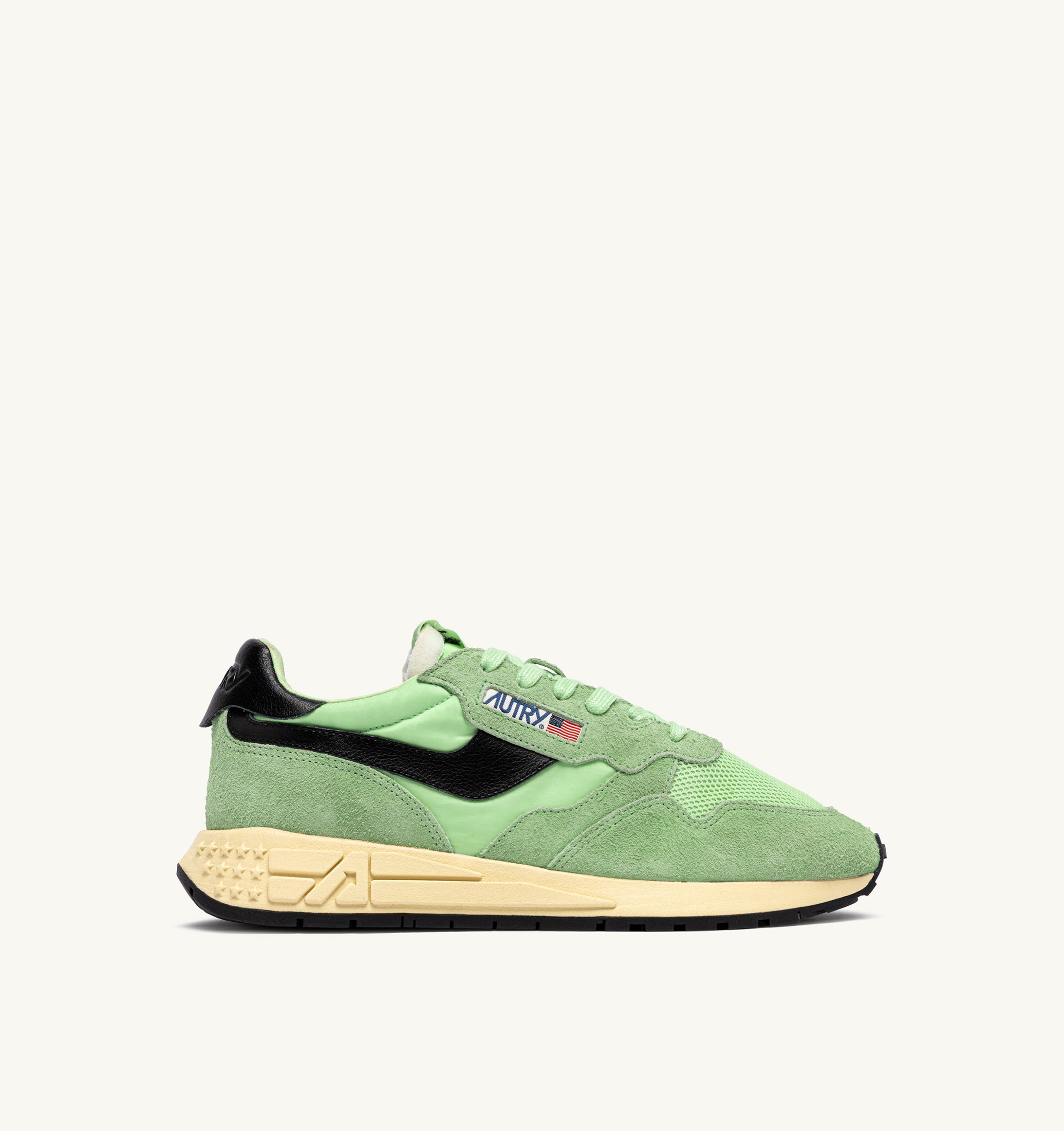 SNEAKERS REELWIND LOW IN NYLON E SUEDE PISTACCHIO E NERO