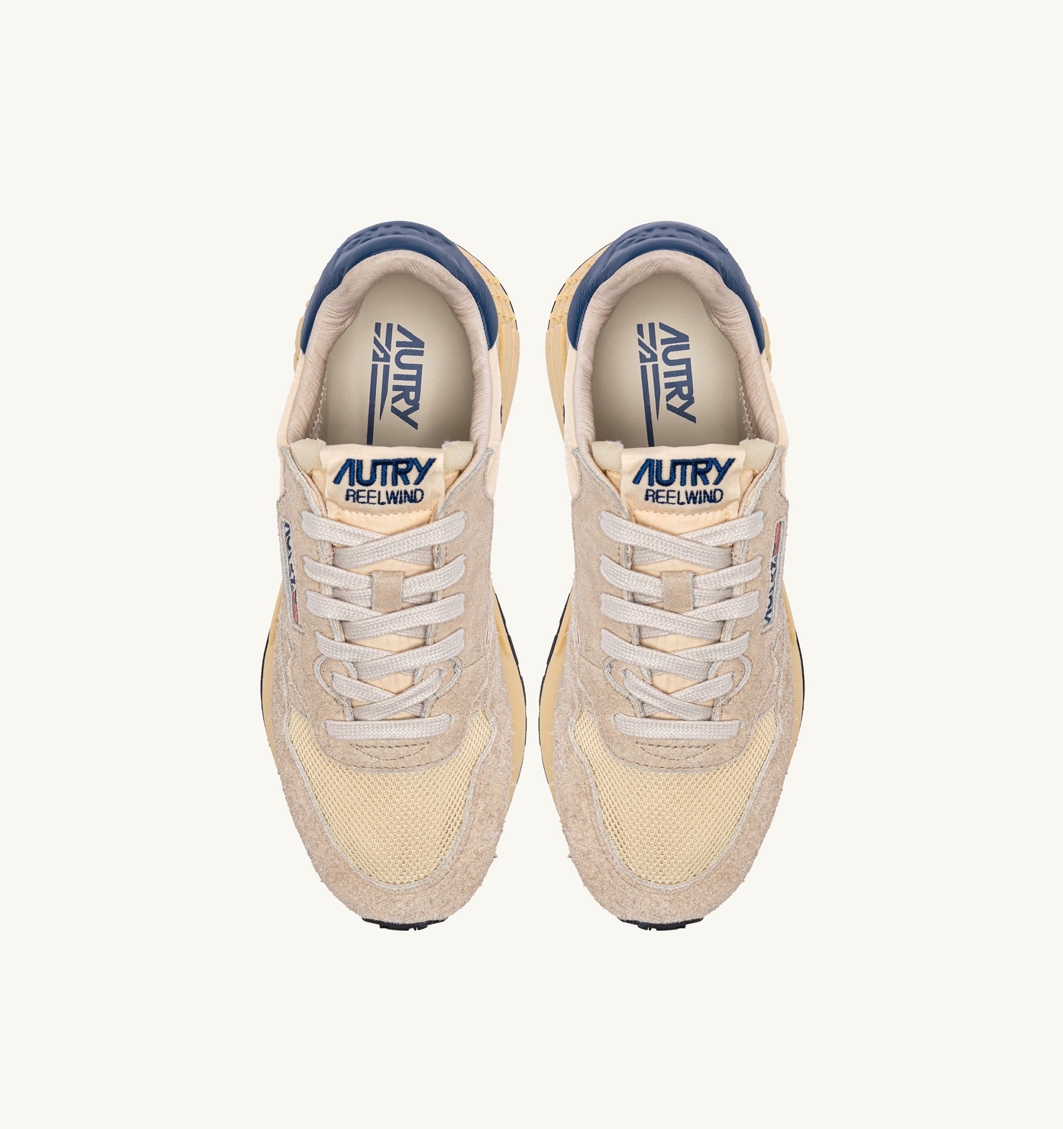 SNEAKERS REELWIND LOW IN NYLON SUEDE E PELLE ECRU' E ENSIGN BLUE