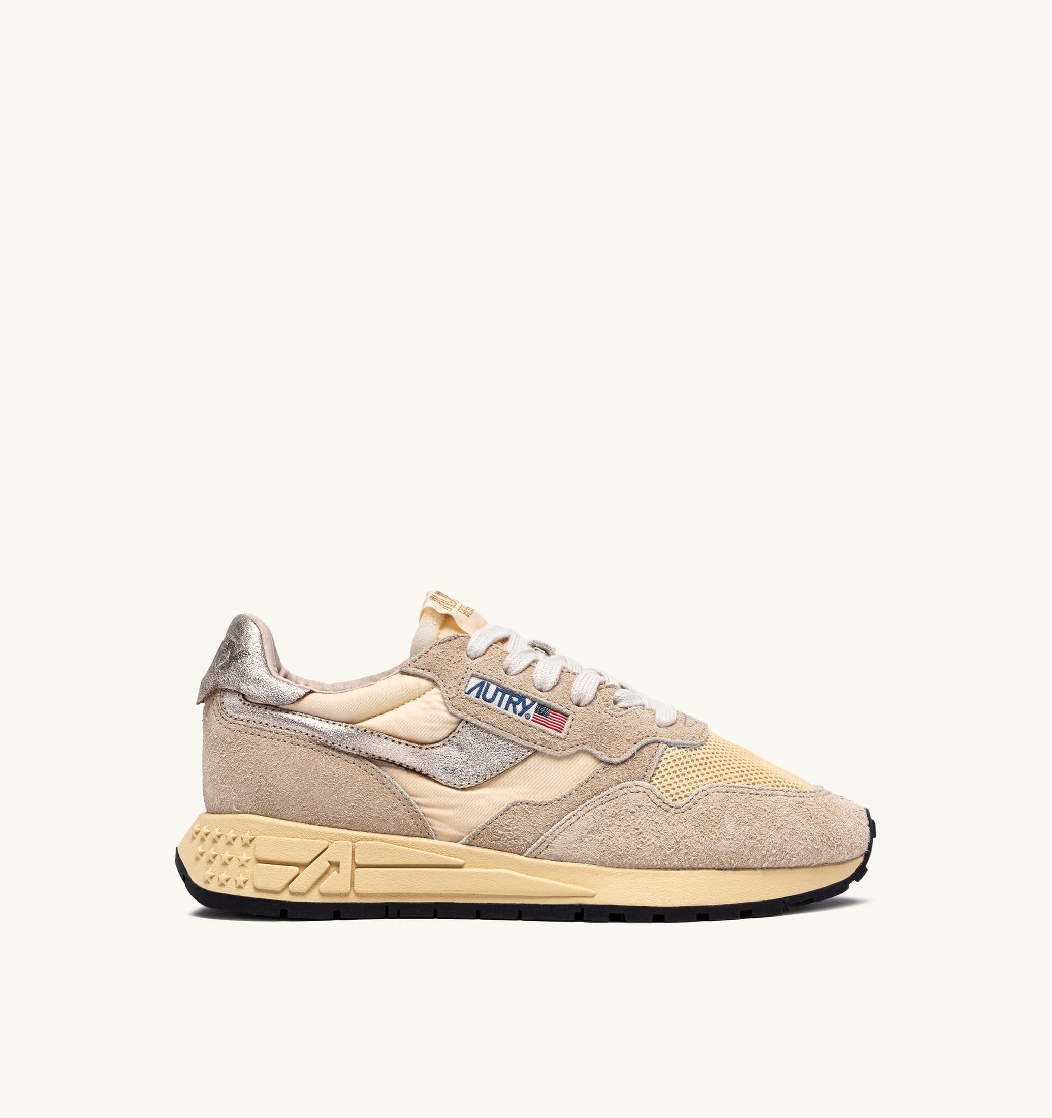 SNEAKERS REELWIND LOW IN NYLON SUEDE E PELLE ECRU' E PLATINO