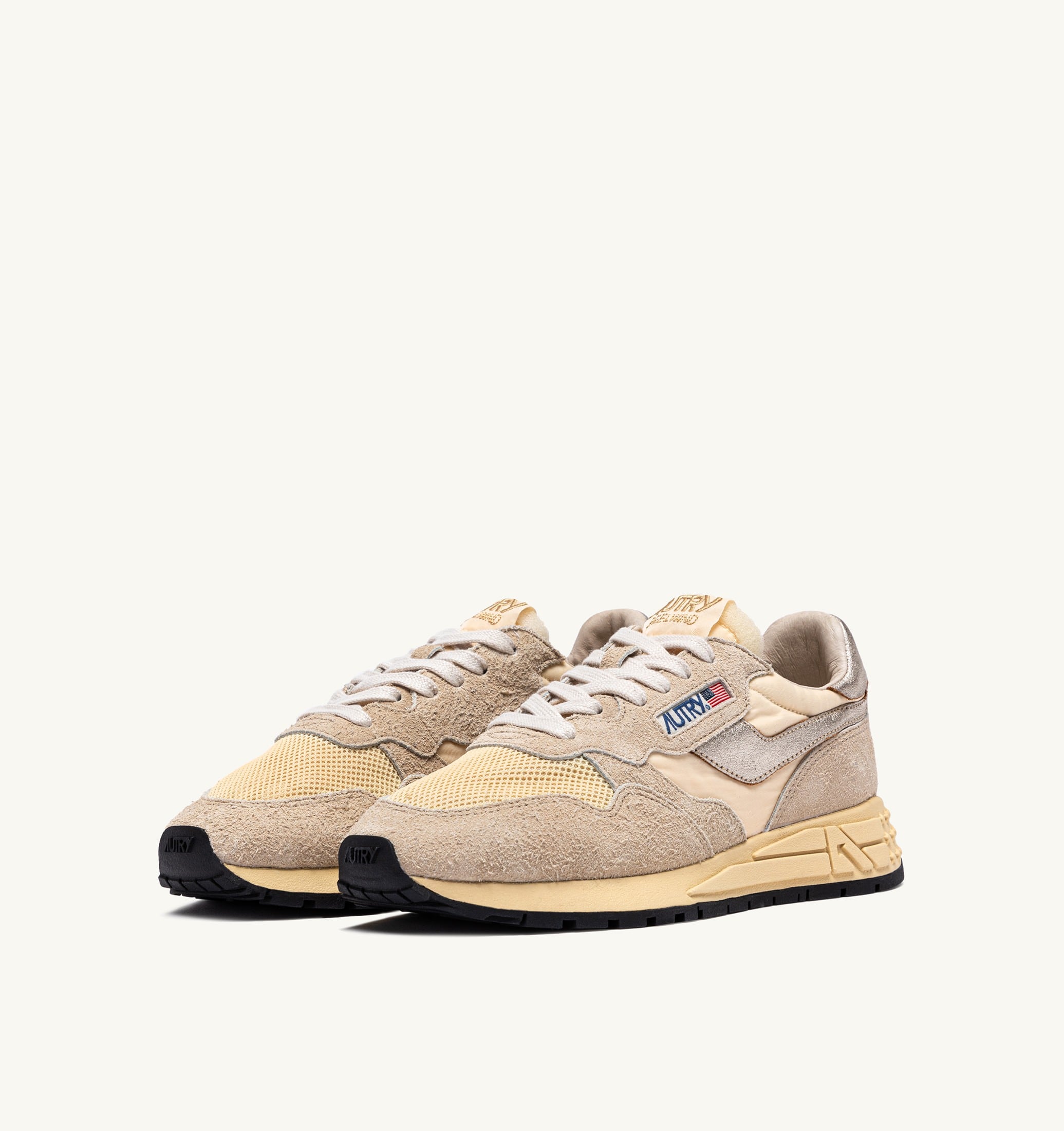 SNEAKERS REELWIND LOW IN NYLON SUEDE E PELLE ECRU' E PLATINO