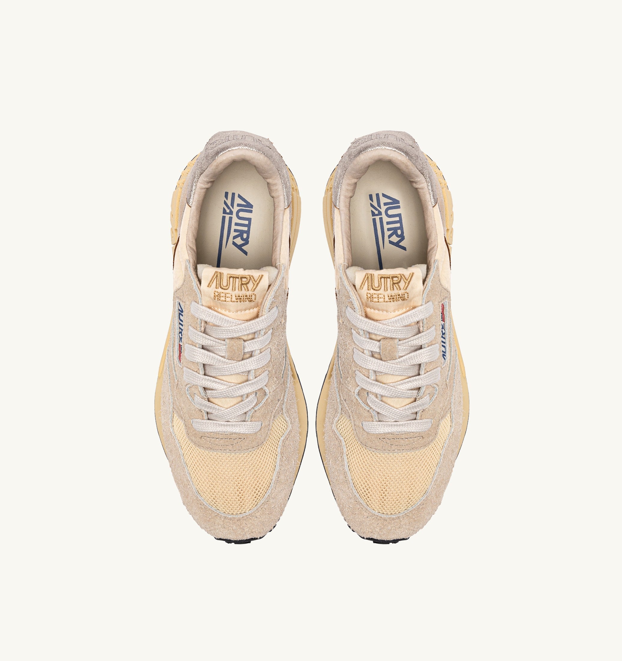 SNEAKERS REELWIND LOW IN NYLON SUEDE E PELLE ECRU' E PLATINO