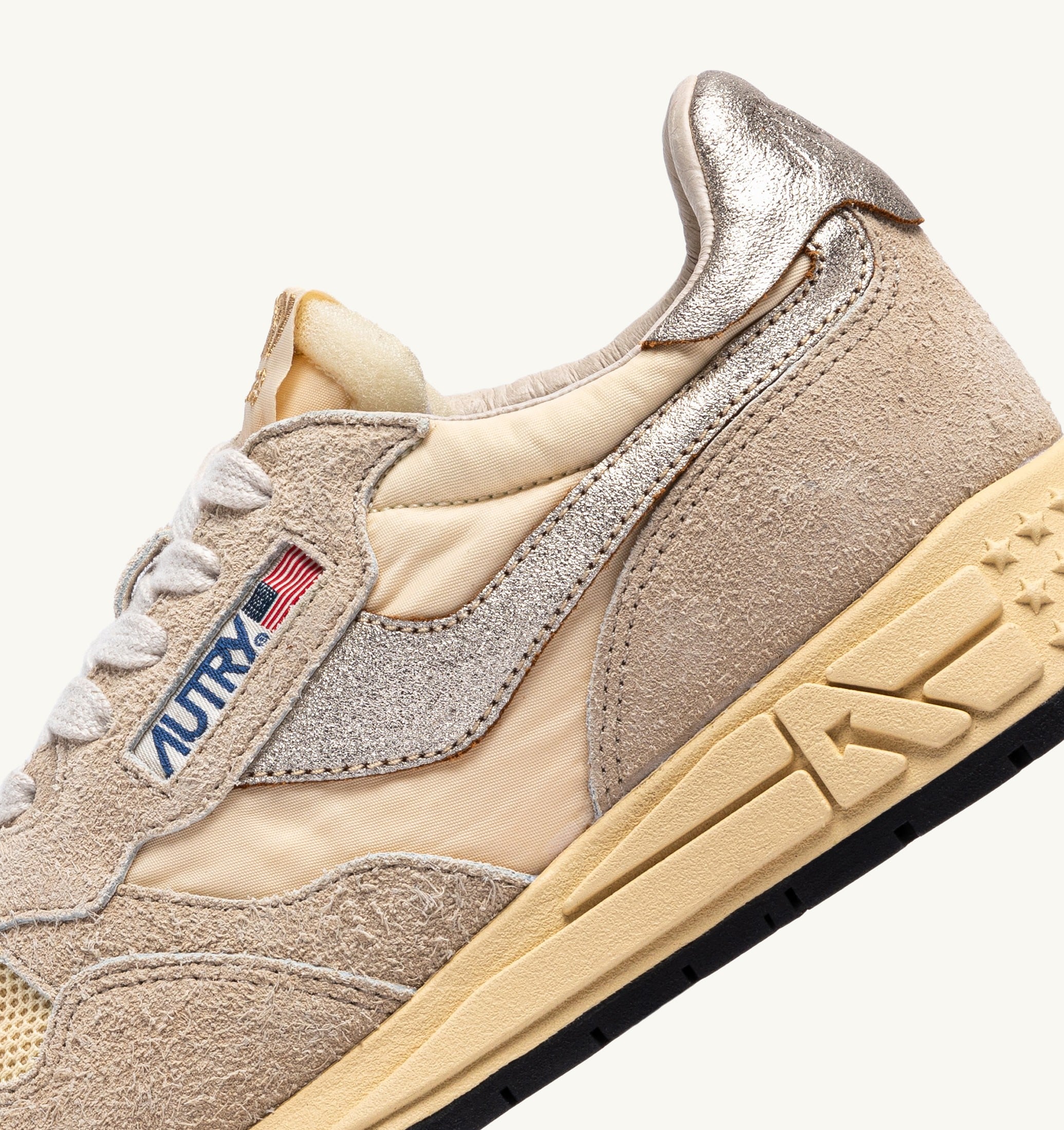 SNEAKERS REELWIND LOW IN NYLON SUEDE E PELLE ECRU' E PLATINO