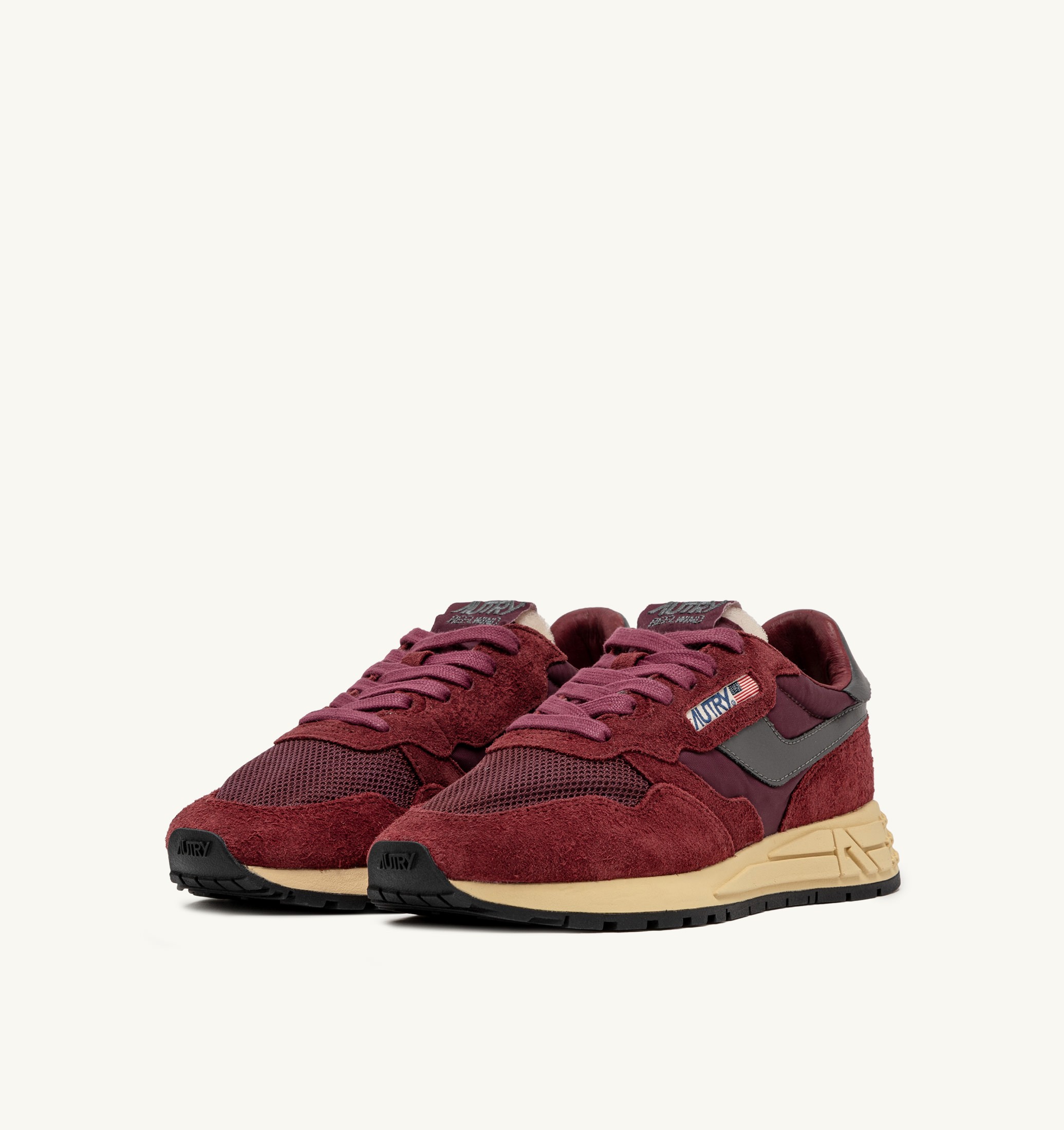 SNEAKERS REELWIND LOW IN NYLON SUEDE E PELLE ROUNGE E CORDOVAN