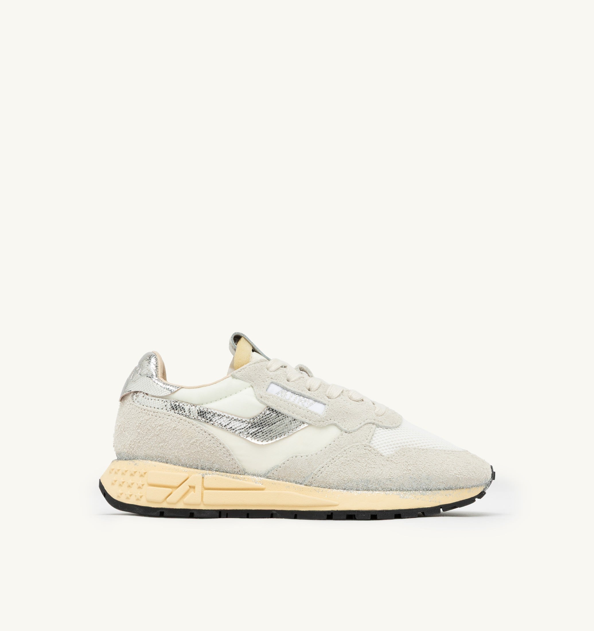 SNEAKERS REELWIND SUPER VINTAGE IN SUEDE E NYLON BIANCO E ARGENTO