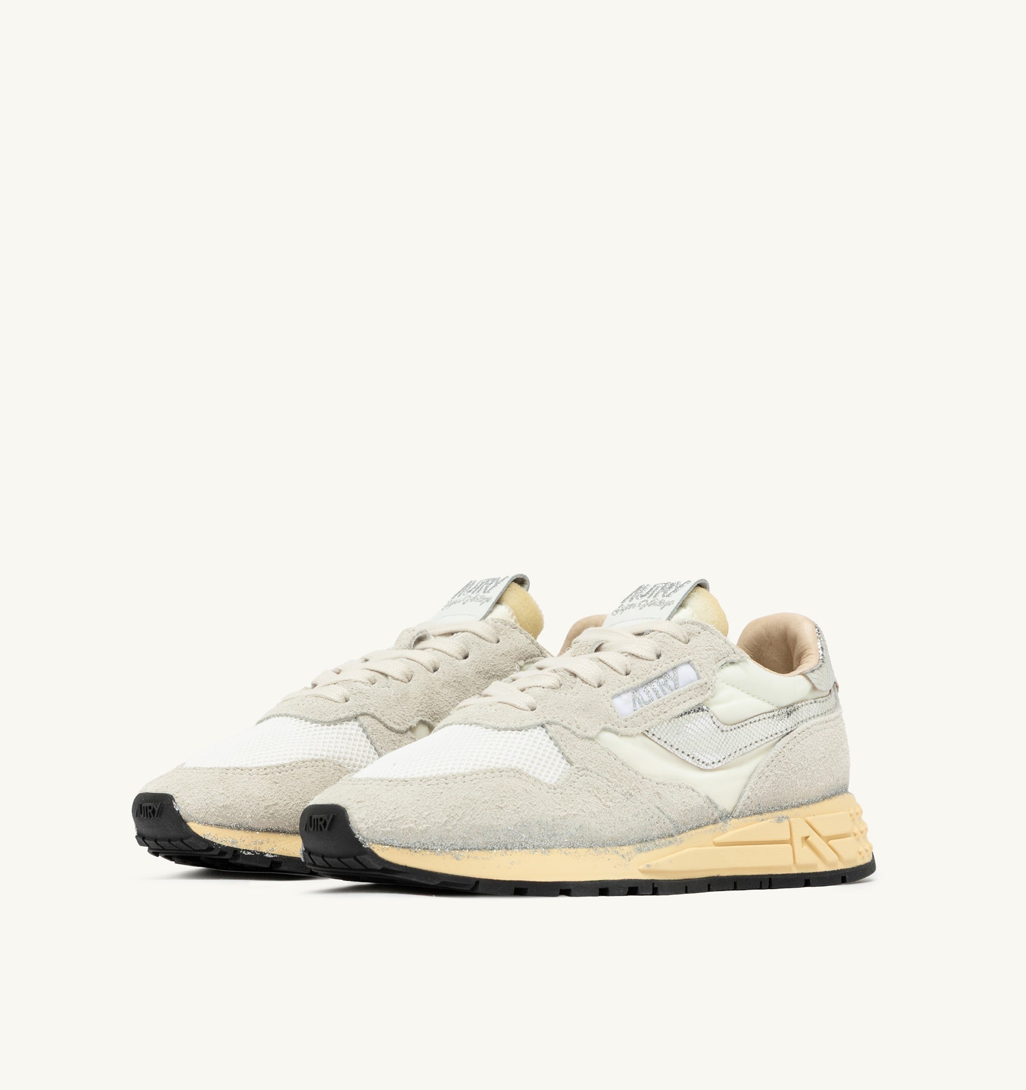 SNEAKERS REELWIND SUPER VINTAGE IN SUEDE E NYLON BIANCO E ARGENTO