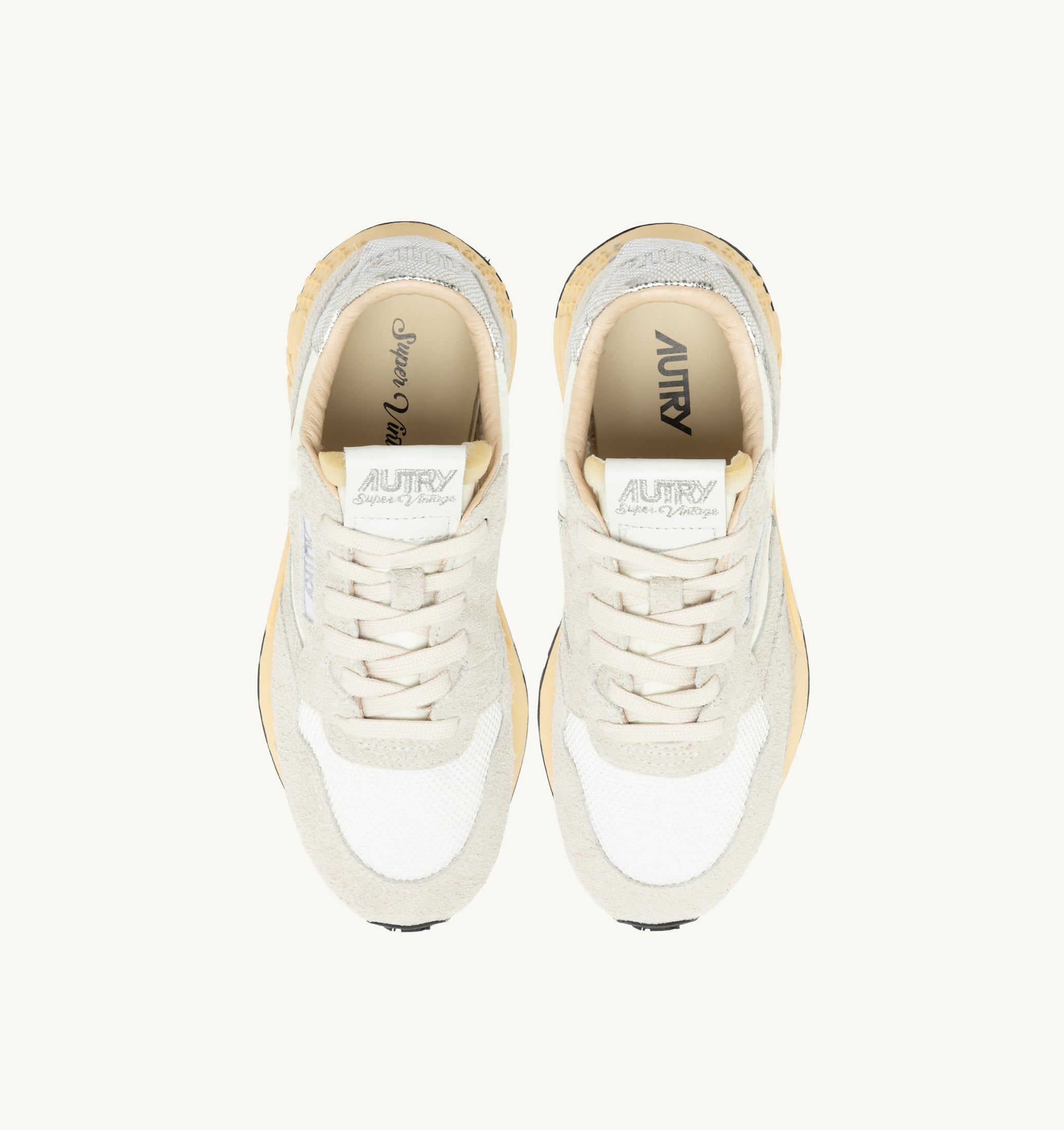 SNEAKERS REELWIND SUPER VINTAGE IN SUEDE E NYLON BIANCO E ARGENTO
