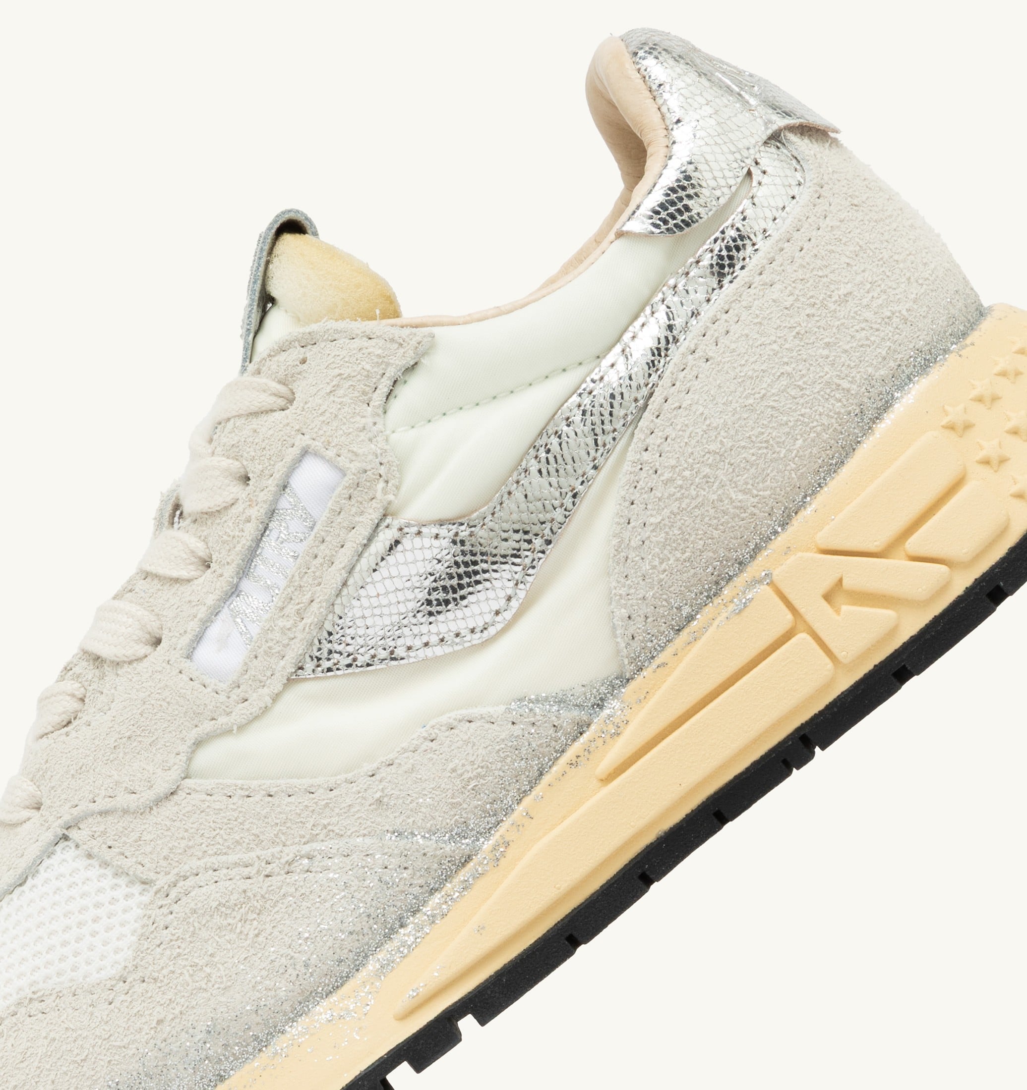 SNEAKERS REELWIND SUPER VINTAGE IN SUEDE E NYLON BIANCO E ARGENTO