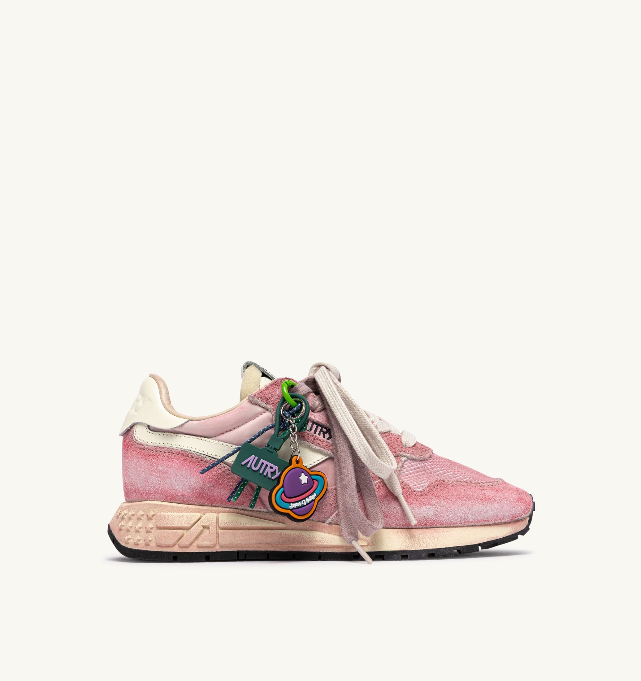 SNEAKERS REELWIND SUPER VINTAGE IN SUEDE E NYLON BIANCO E ROSA