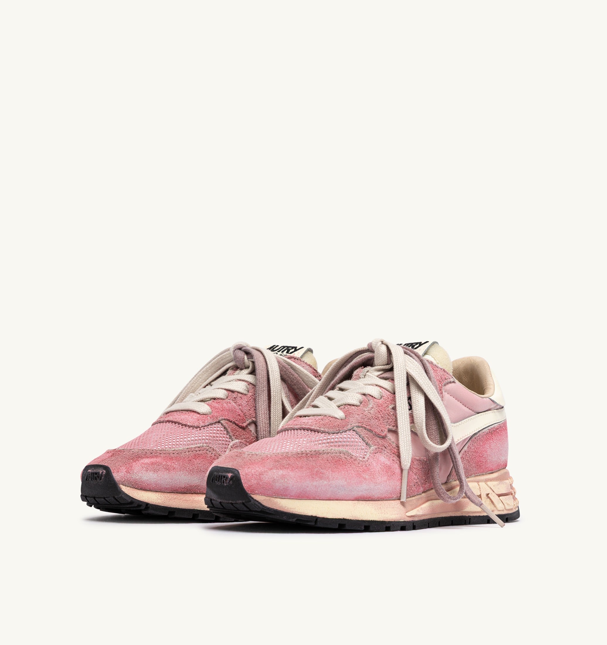 SNEAKERS REELWIND SUPER VINTAGE IN SUEDE E NYLON BIANCO E ROSA