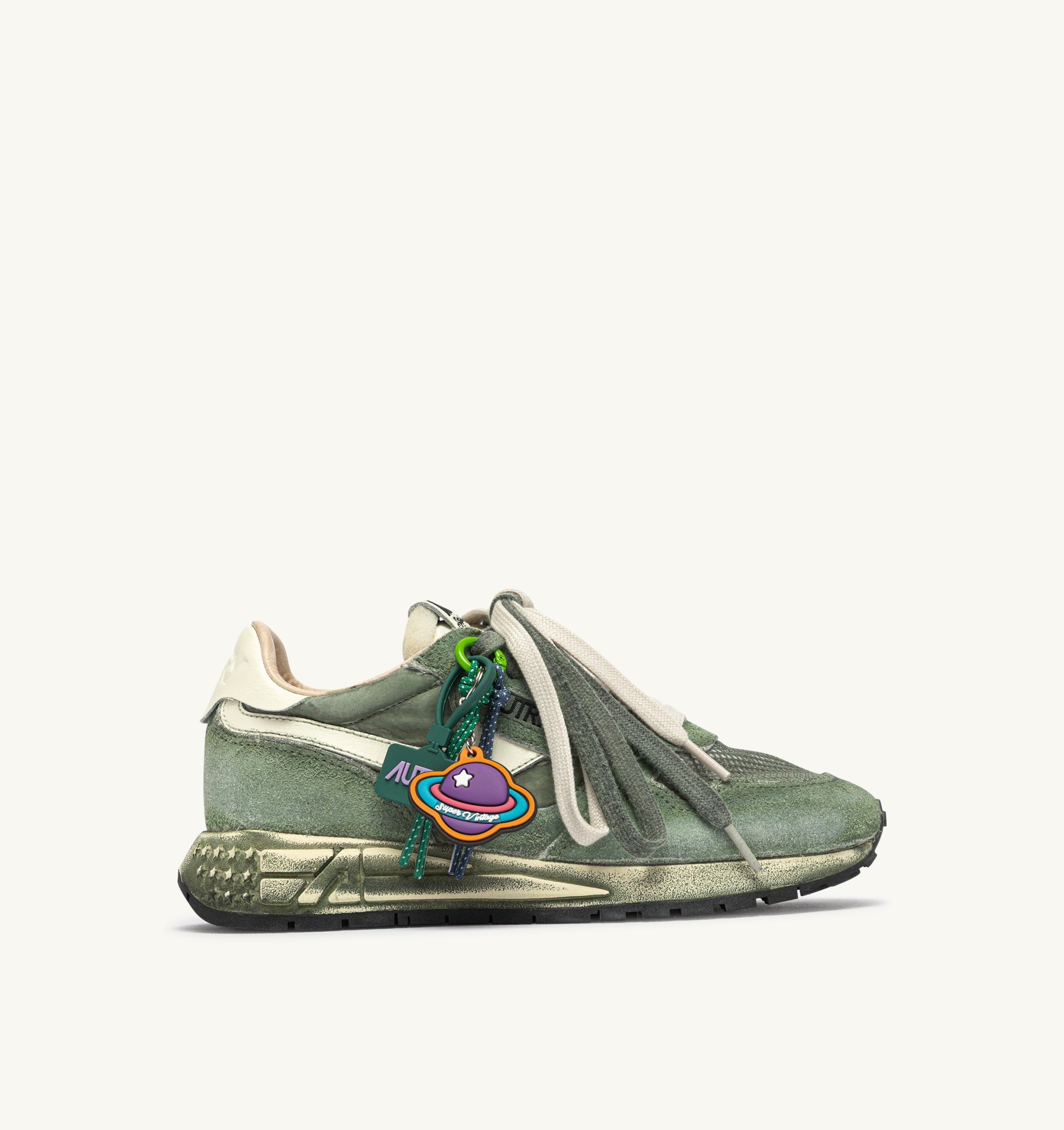 SNEAKERS REELWIND SUPER VINTAGE IN SUEDE E NYLON LEPRECHAUN E BIANCO