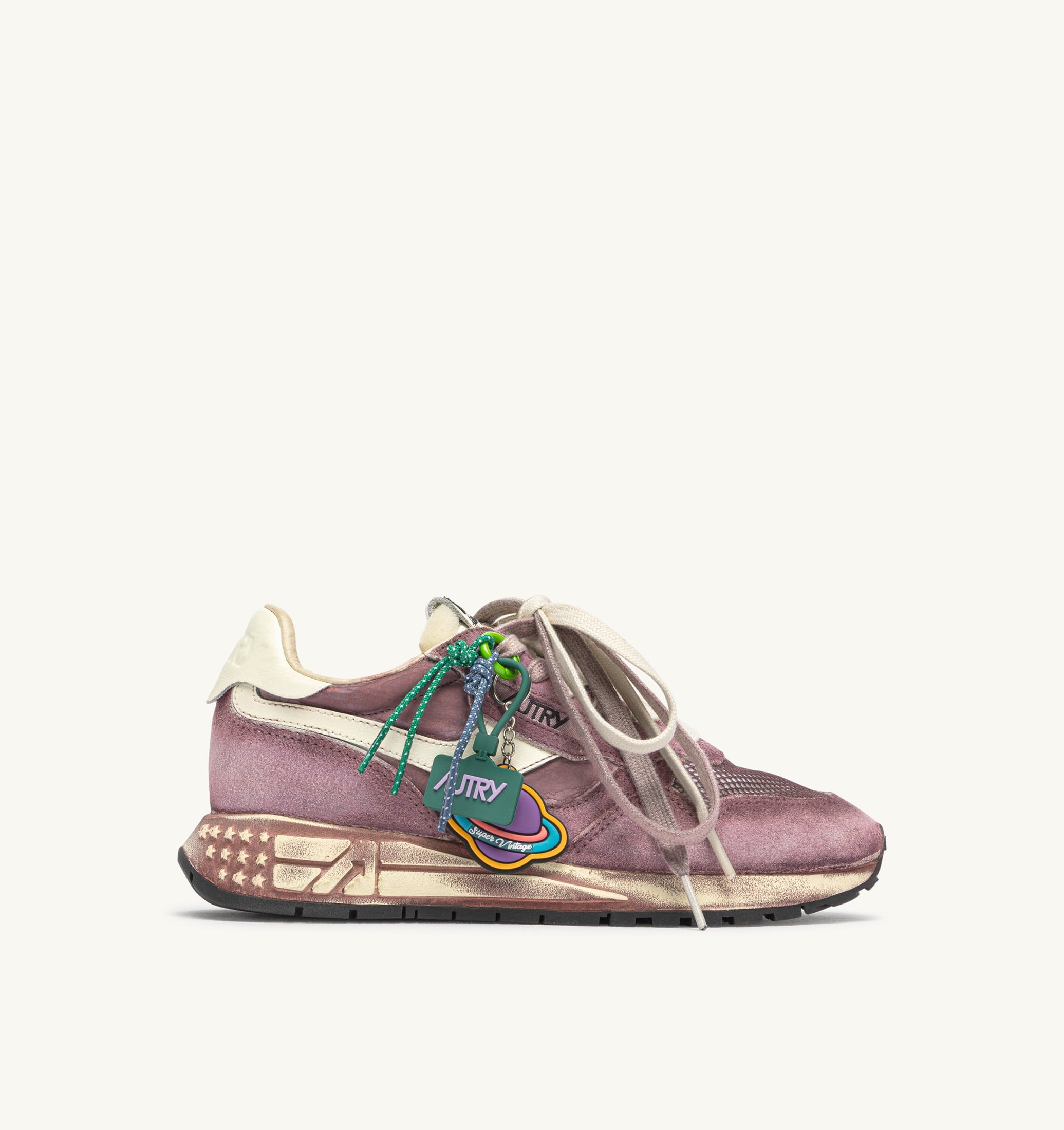 SNEAKERS REELWIND SUPER VINTAGE IN SUEDE E NYLON WINDSOR WINE E BIANCO