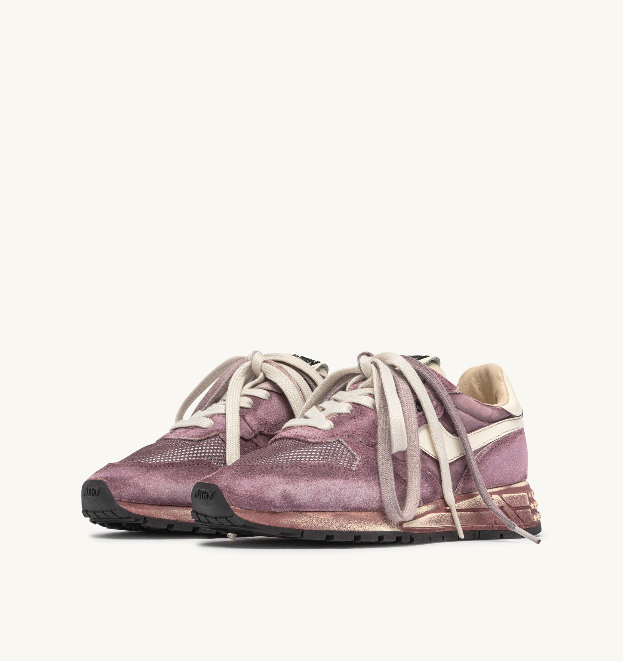 SNEAKERS REELWIND SUPER VINTAGE IN SUEDE E NYLON WINDSOR WINE E BIANCO
