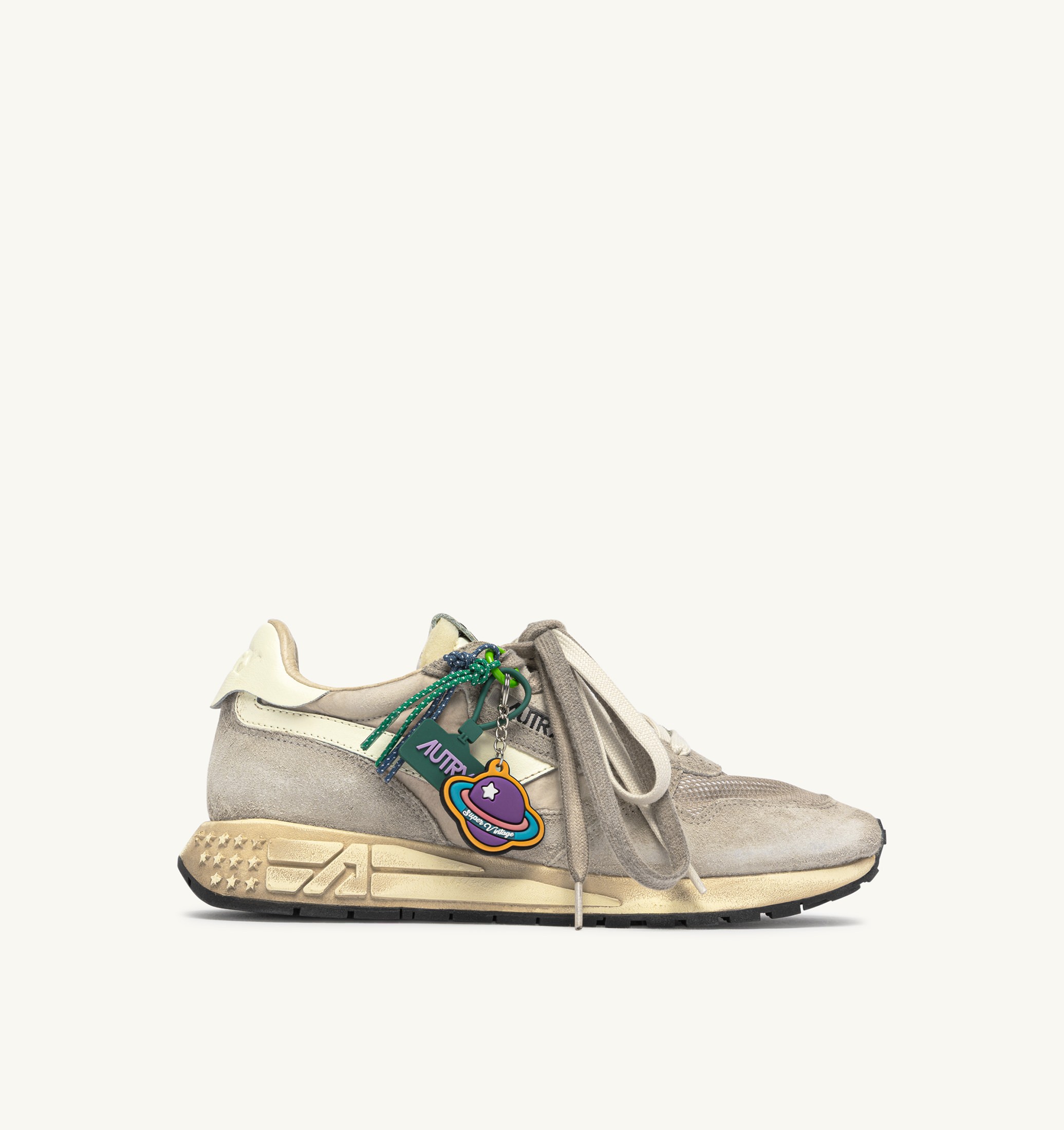 SNEAKERS REELWIND SUPER VINTAGE IN SUEDE E NYLON WOODSMOKE E BIANCO