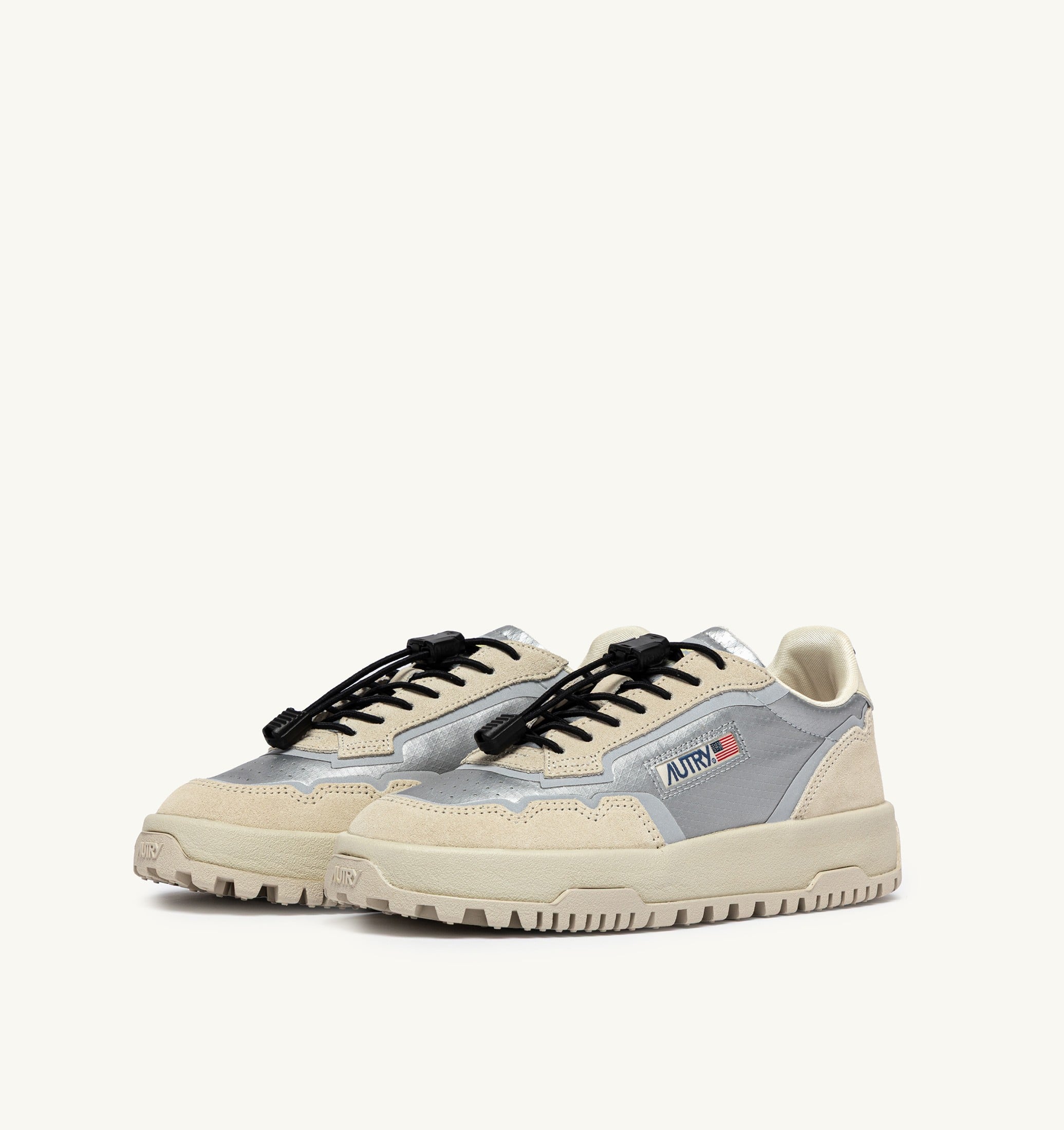 SNEAKERS WILDPACE LOW IN TESSUTO E SUEDE BIANCO E ARGENTO