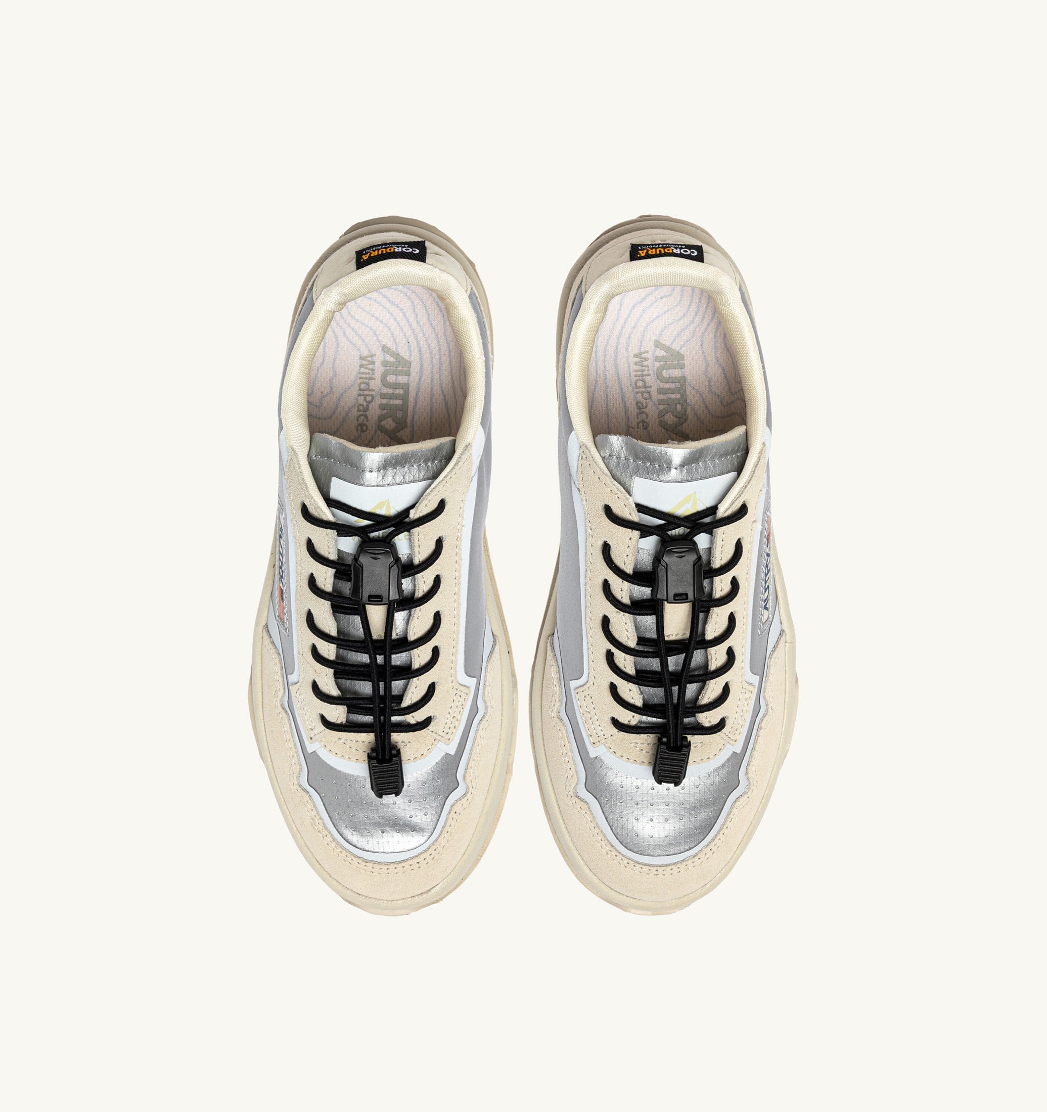 SNEAKERS WILDPACE LOW IN TESSUTO E SUEDE BIANCO E ARGENTO