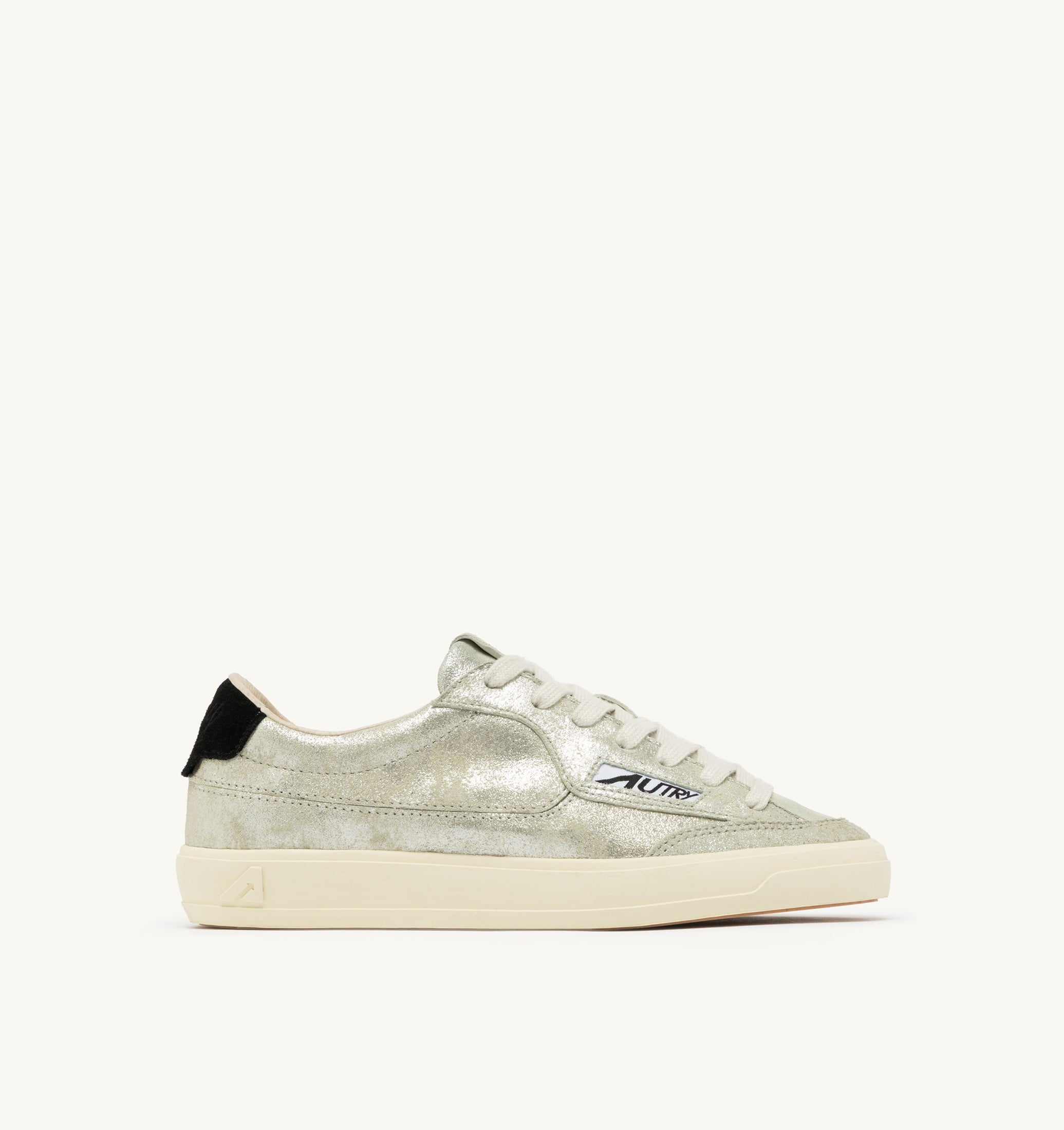 SNEAKERS WINDSCAPE LOW IN SUEDE LAMINATO ARGENTO E NERO