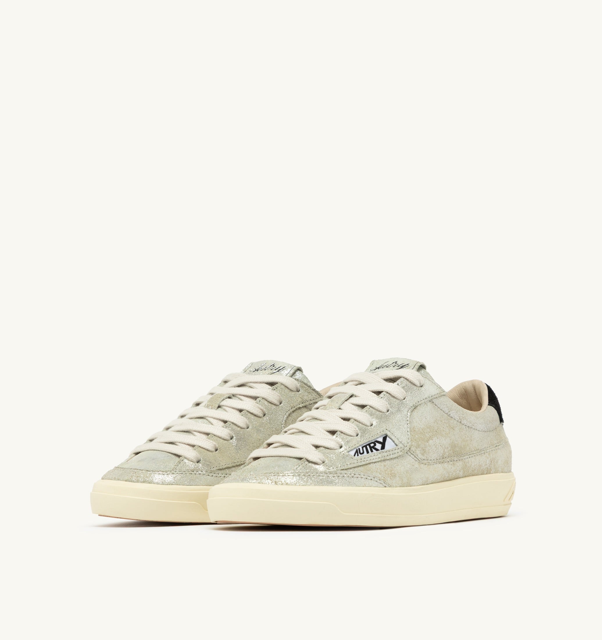 SNEAKERS WINDSCAPE LOW IN SUEDE LAMINATO ARGENTO E NERO
