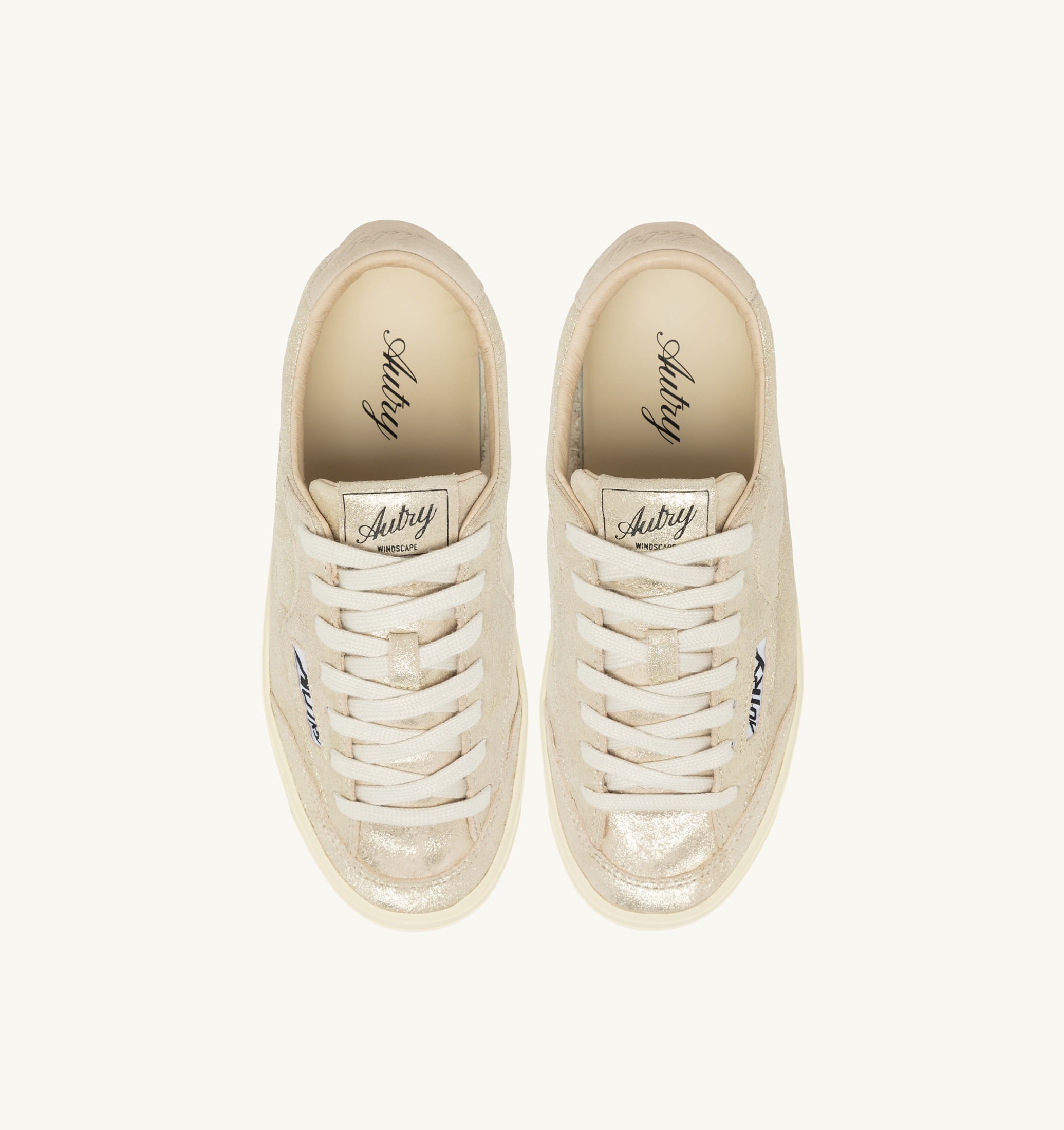 SNEAKERS WINDSCAPE LOW IN SUEDE LAMINATO PLATINO E SAND