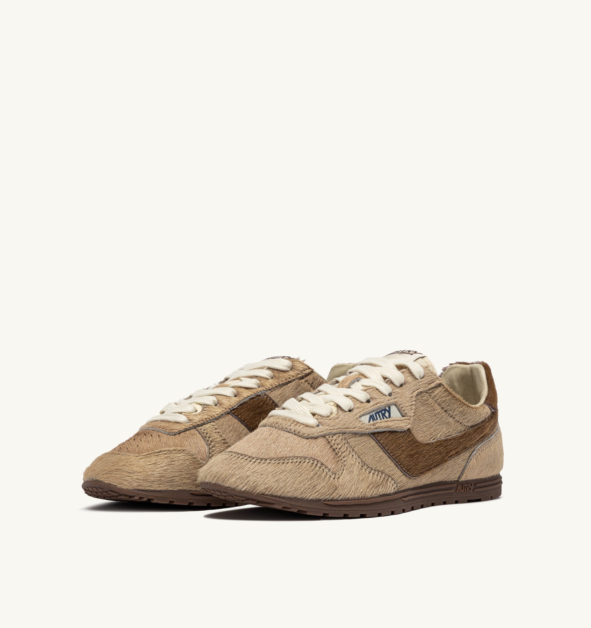 SNEAKERS WINDSPIN EFFETTO CAVALLINO BEIGE E MARRONE