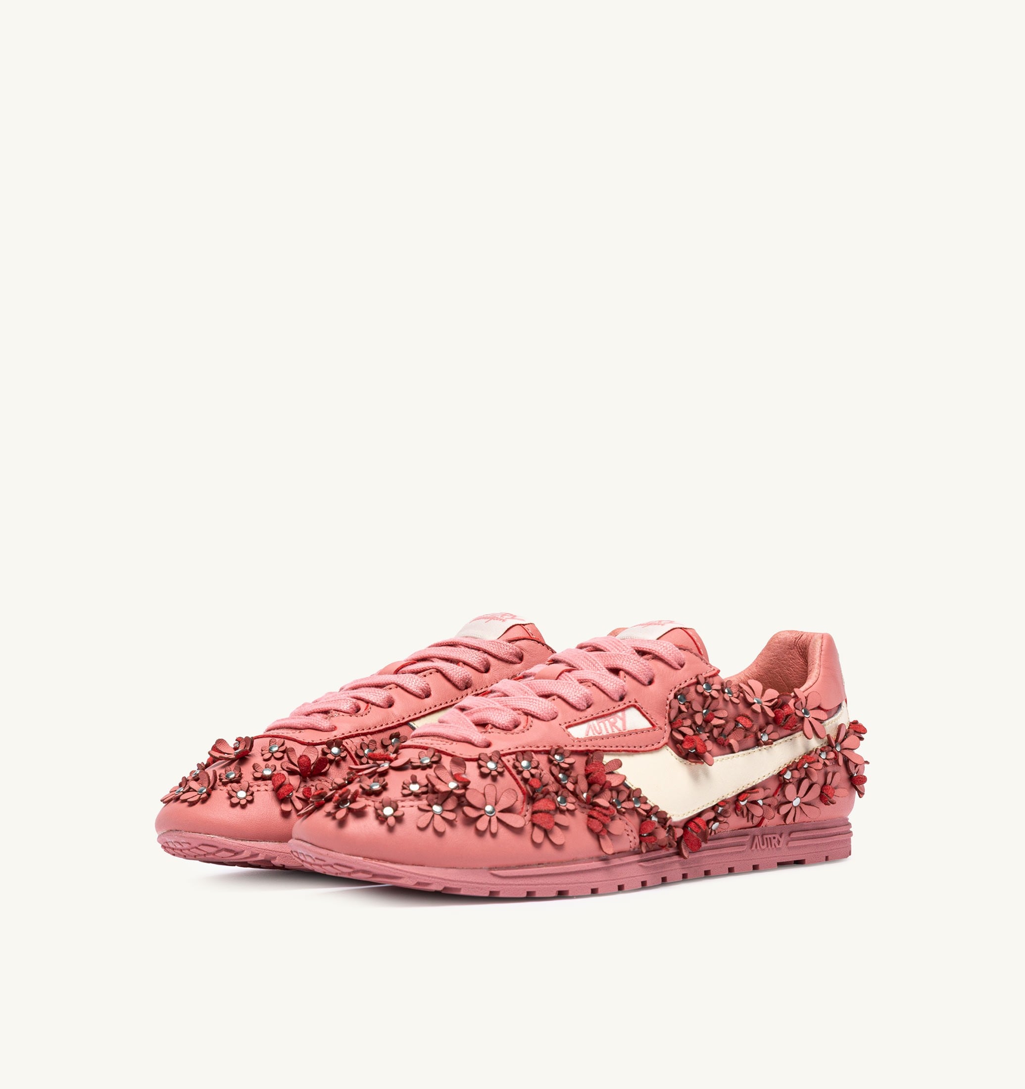 SNEAKERS WINDSPIN FLOWERS IN PELLE LOBSTER BISQUE