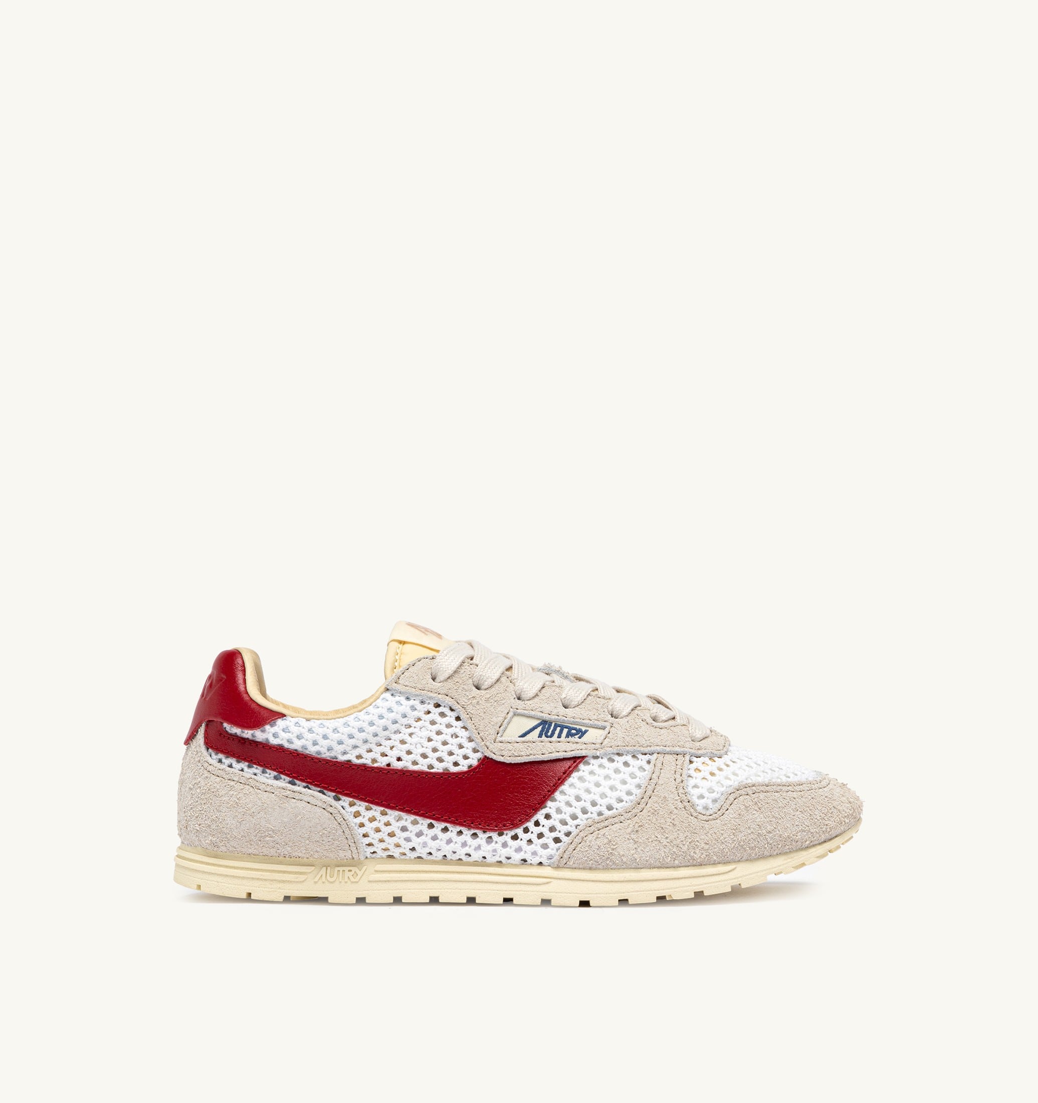 SNEAKERS WINDSPIN IN MESH E PELLE BIANCO SAND E ROSSO
