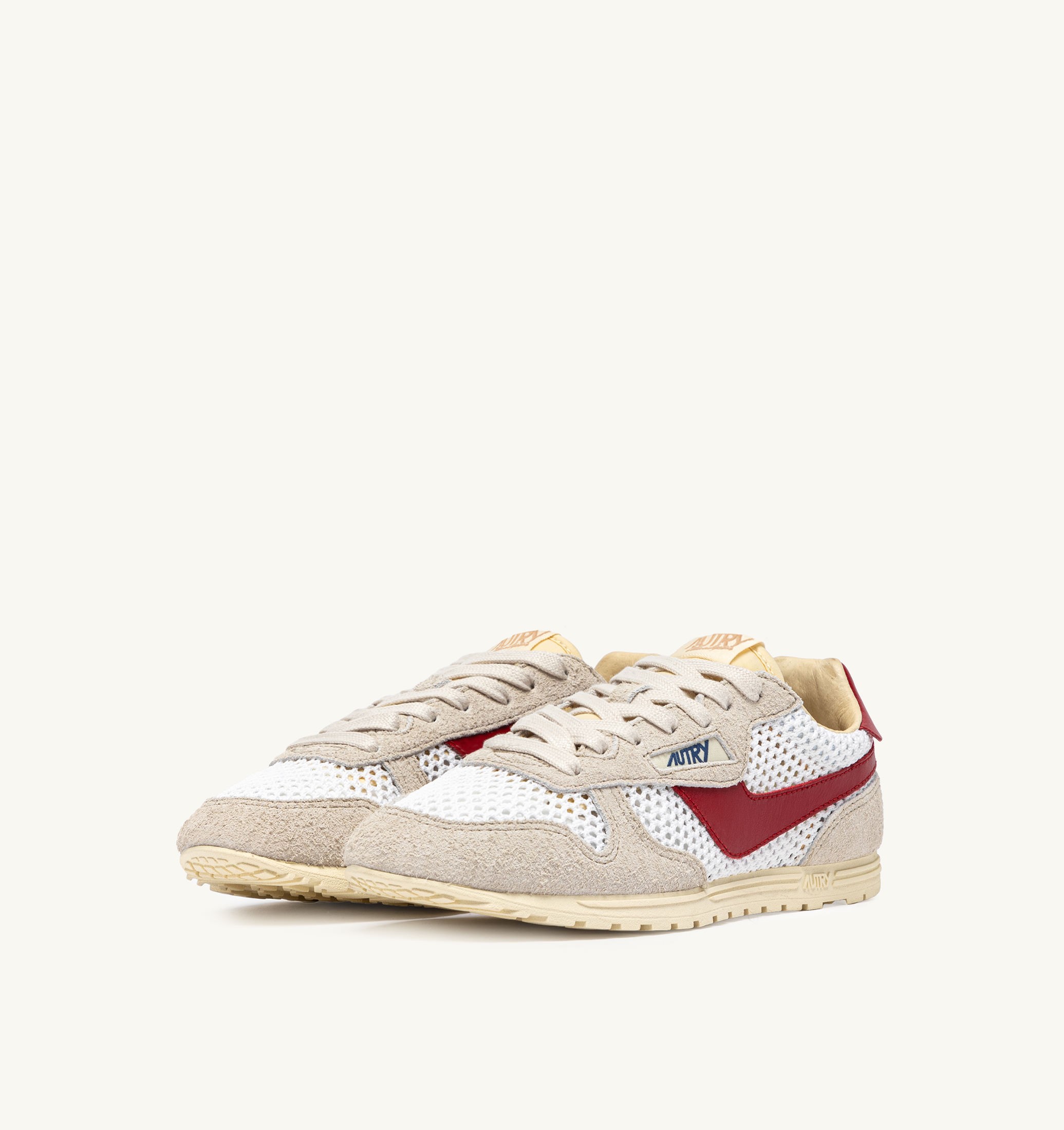 SNEAKERS WINDSPIN IN MESH E PELLE BIANCO SAND E ROSSO