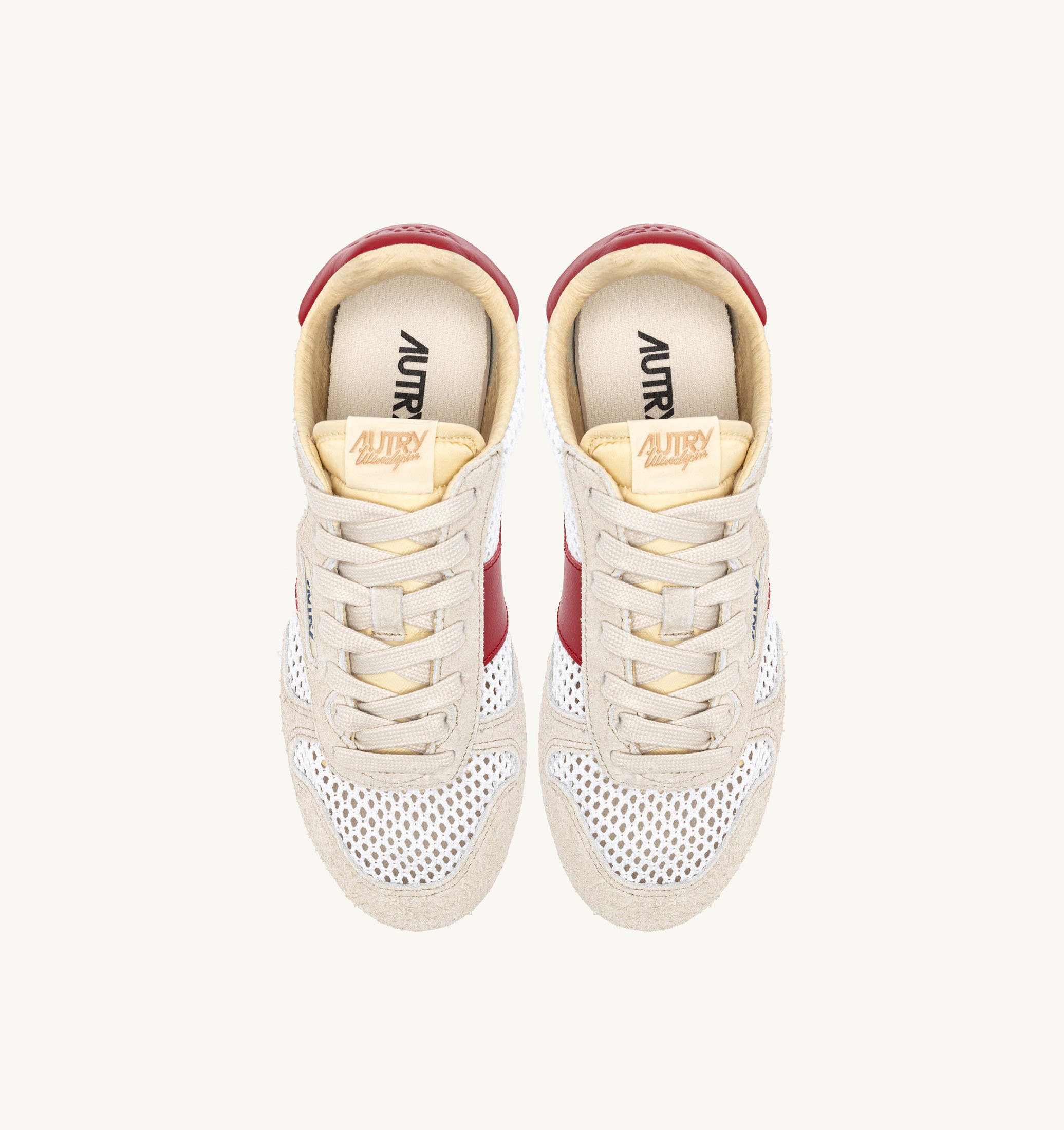 SNEAKERS WINDSPIN IN MESH E PELLE BIANCO SAND E ROSSO