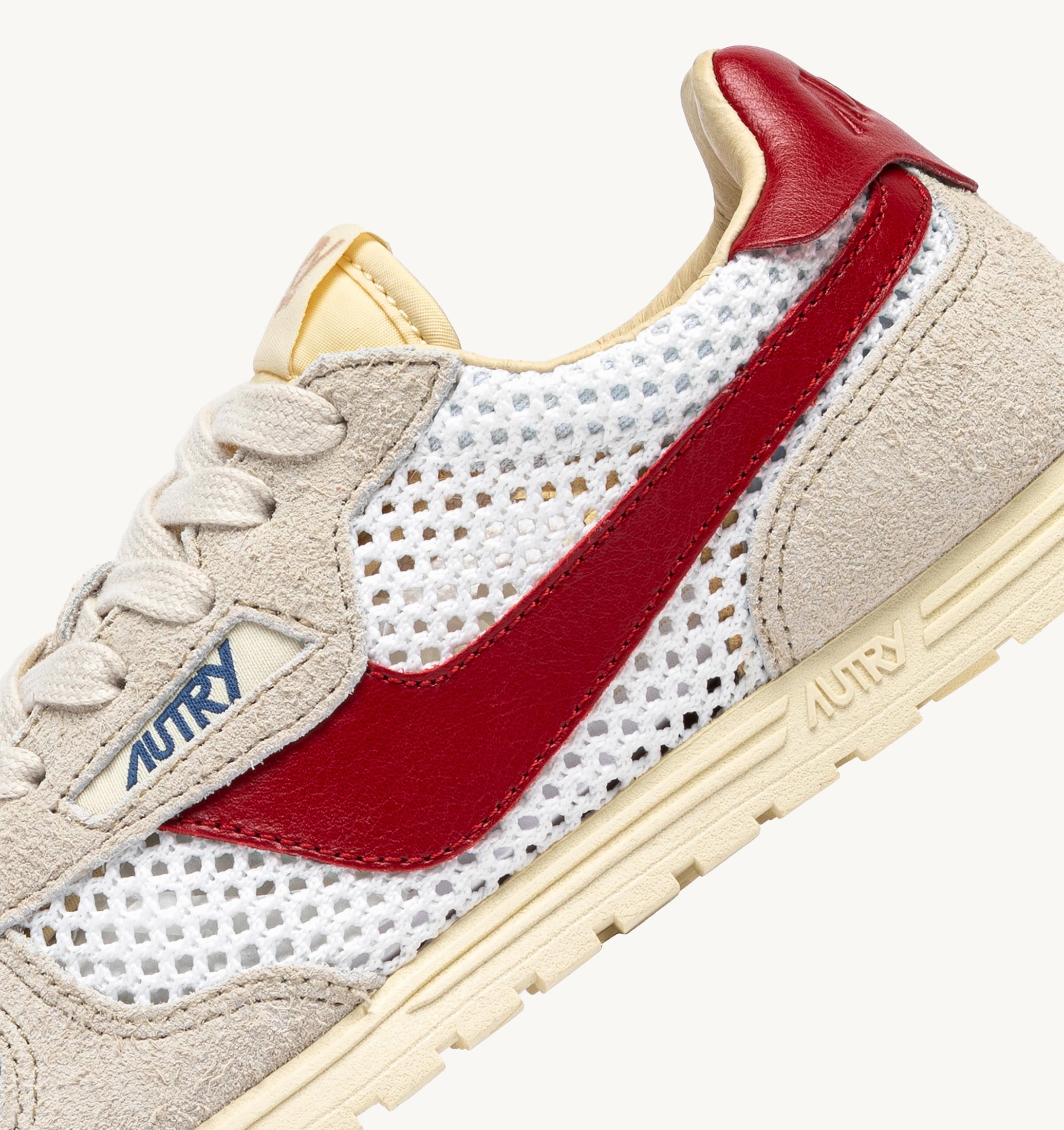 SNEAKERS WINDSPIN IN MESH E PELLE BIANCO SAND E ROSSO