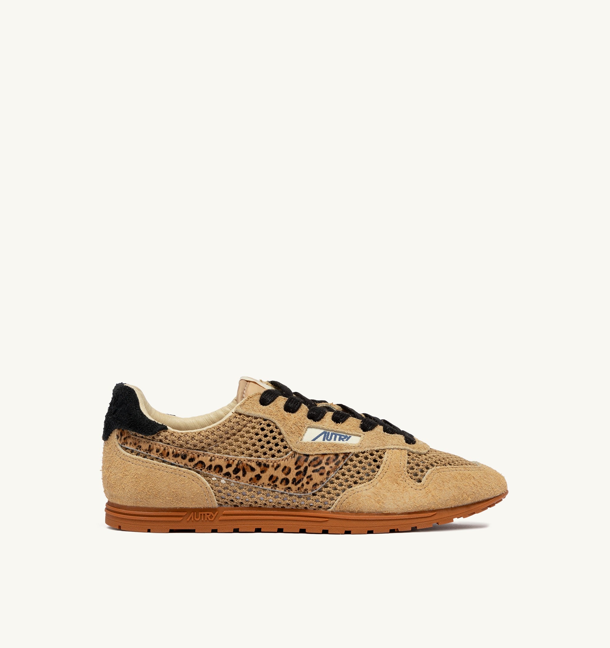 SNEAKERS WINDSPIN IN MESH E SUEDE TRENCH LEOPARD E NERO