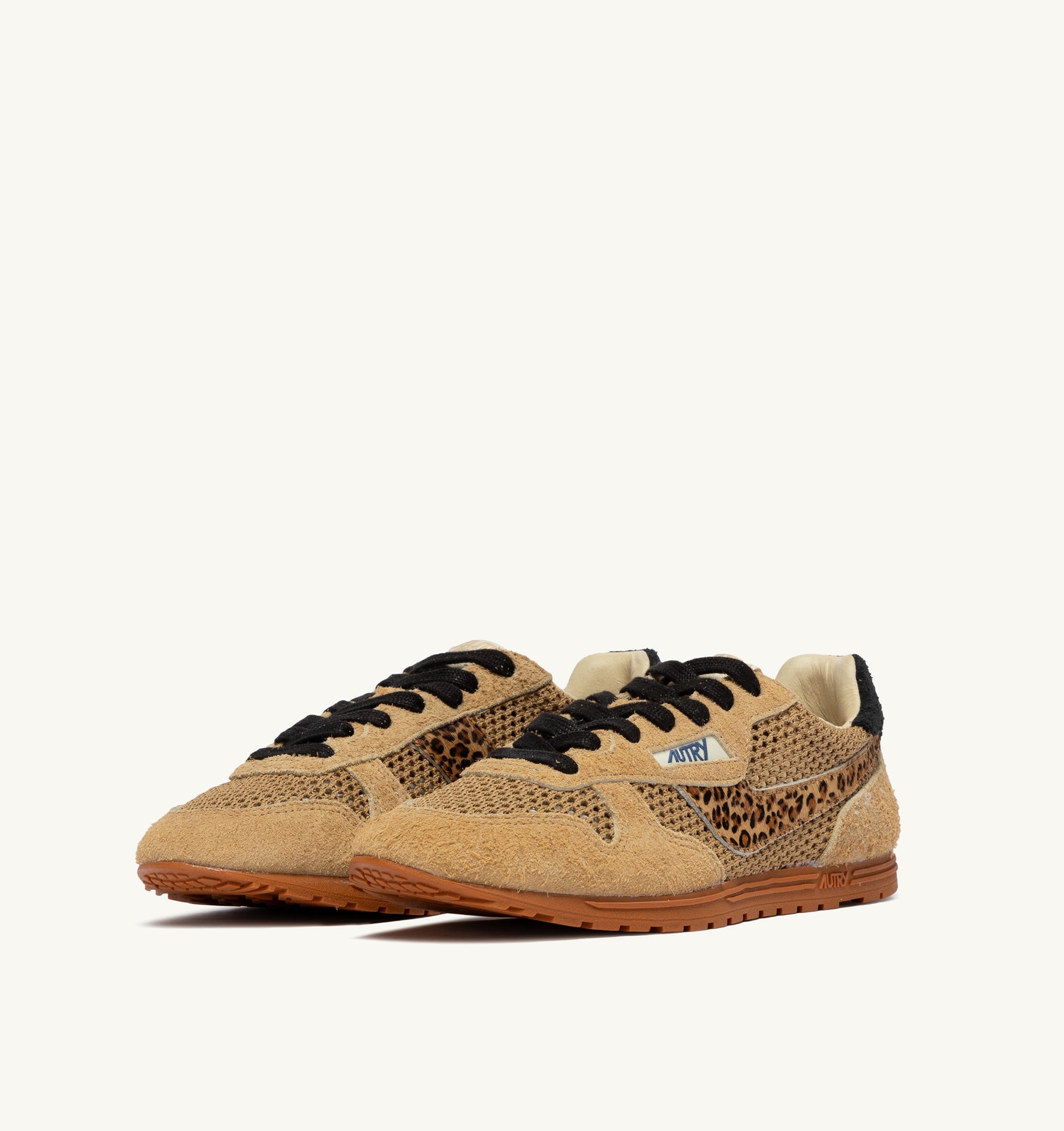 SNEAKERS WINDSPIN IN MESH E SUEDE TRENCH LEOPARD E NERO